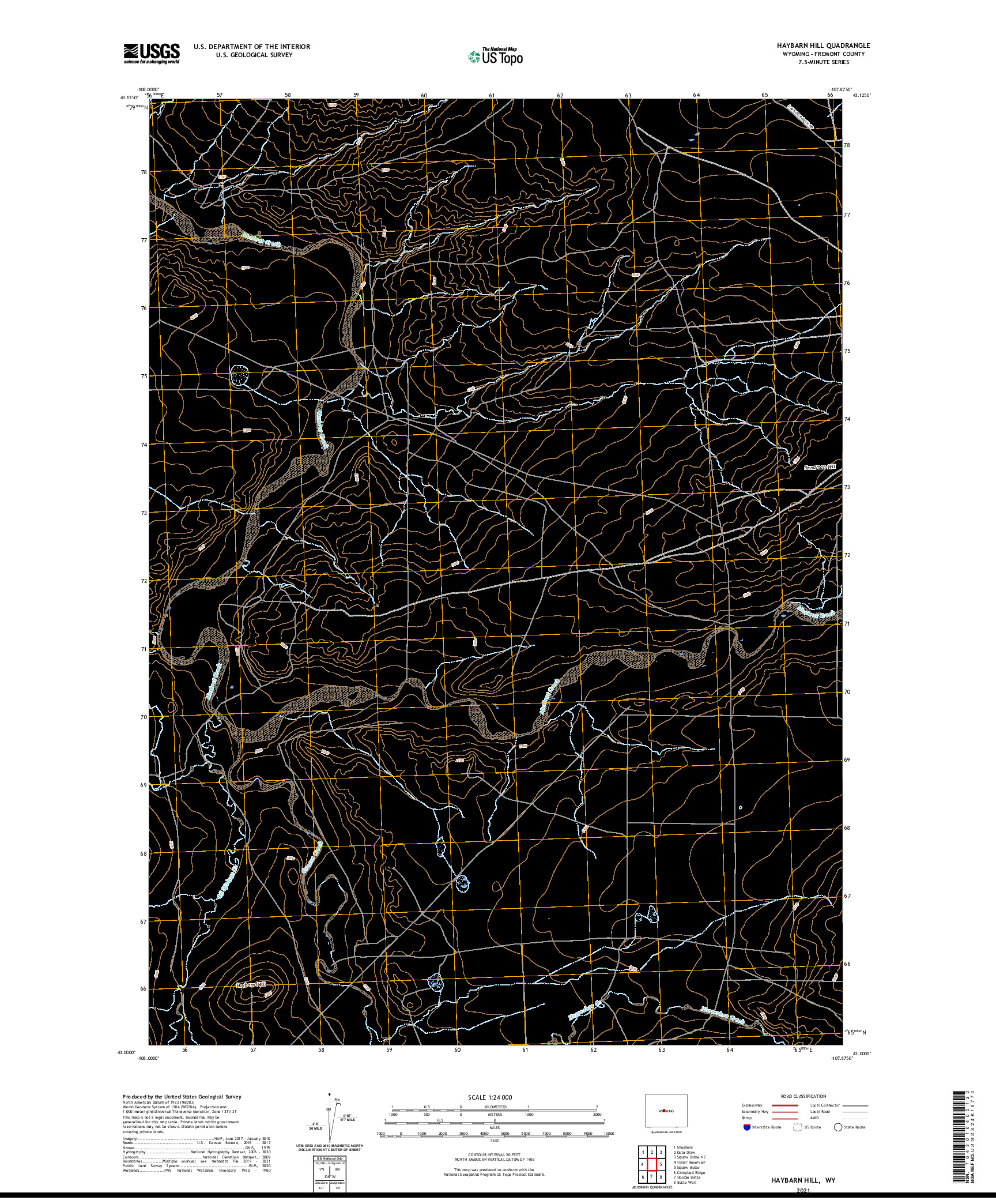 USGS US TOPO 7.5-MINUTE MAP FOR HAYBARN HILL, WY 2021