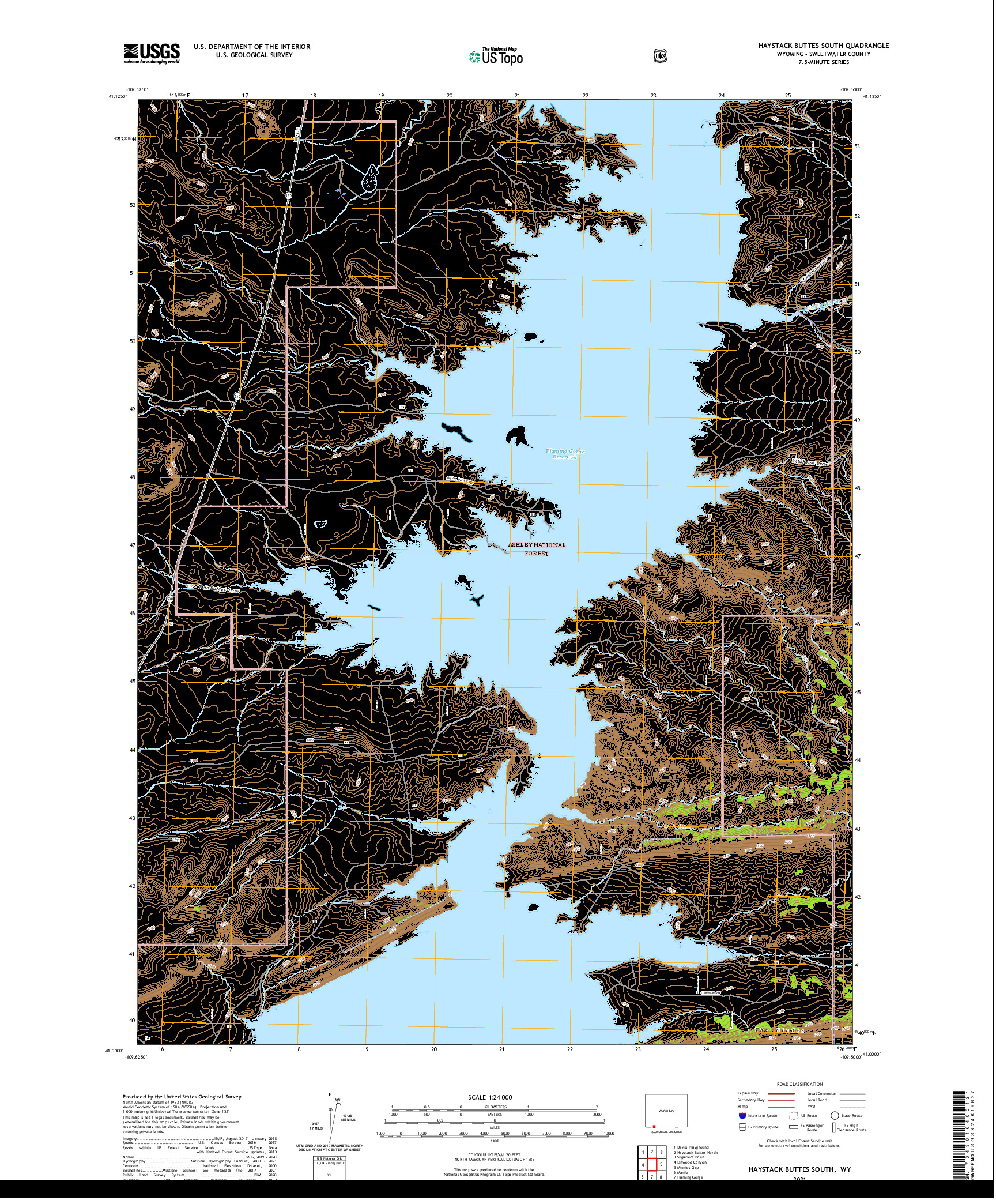 USGS US TOPO 7.5-MINUTE MAP FOR HAYSTACK BUTTES SOUTH, WY 2021