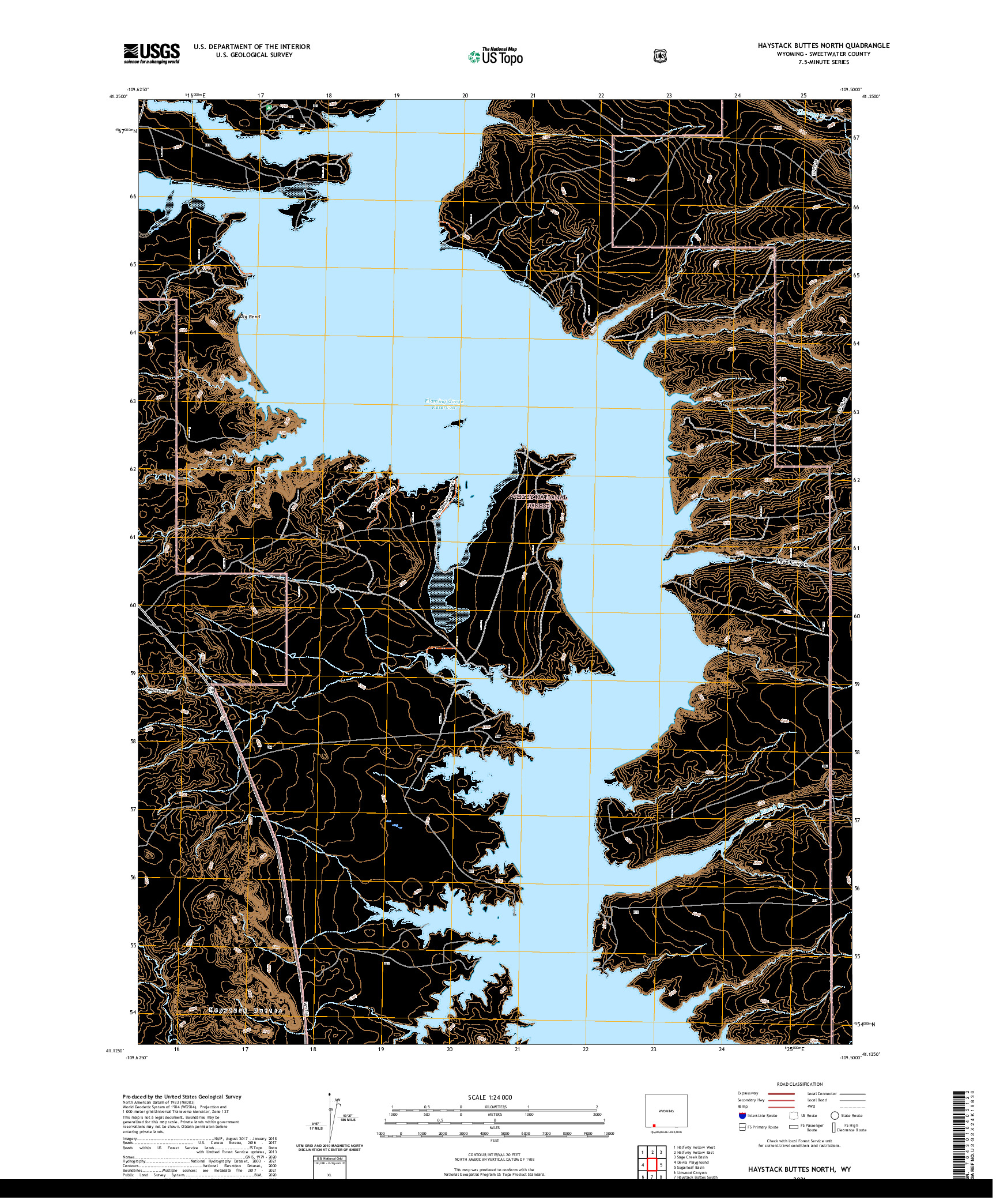 USGS US TOPO 7.5-MINUTE MAP FOR HAYSTACK BUTTES NORTH, WY 2021