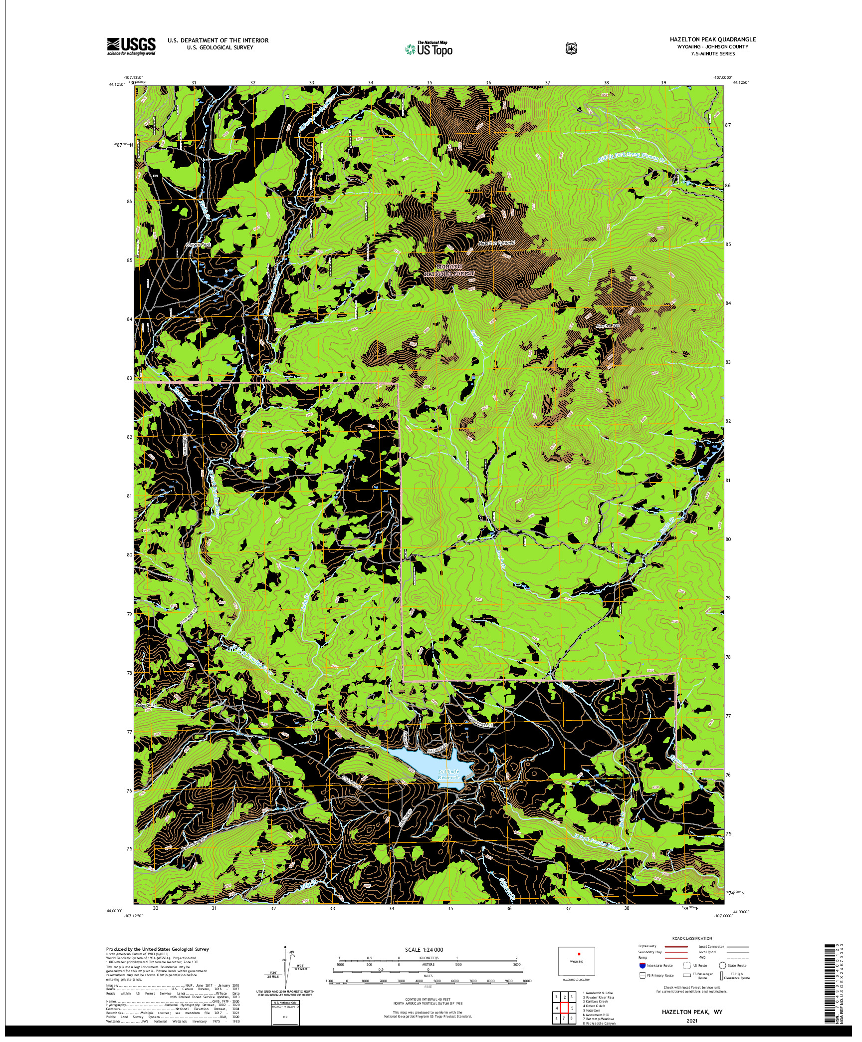 USGS US TOPO 7.5-MINUTE MAP FOR HAZELTON PEAK, WY 2021