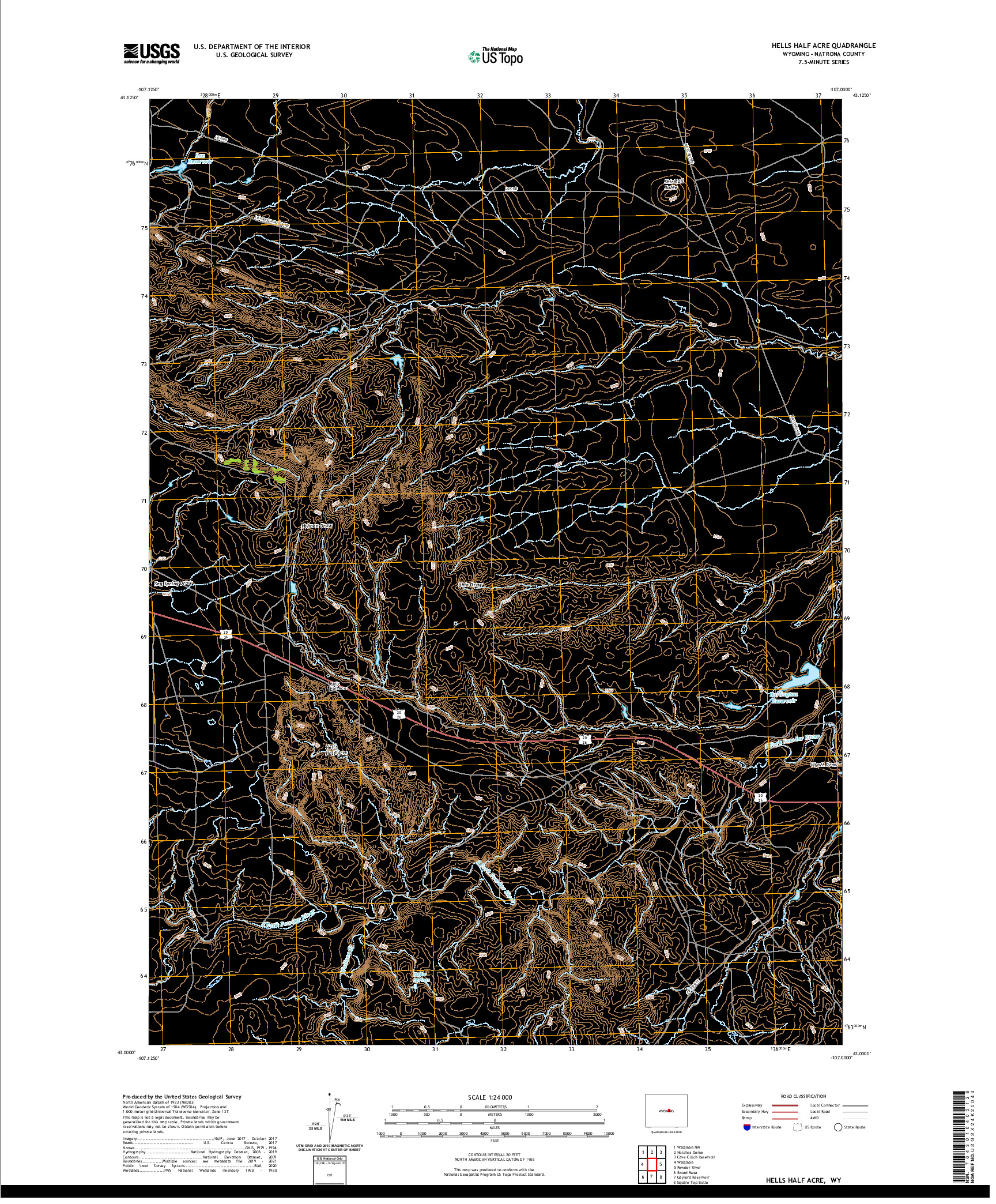 USGS US TOPO 7.5-MINUTE MAP FOR HELLS HALF ACRE, WY 2021