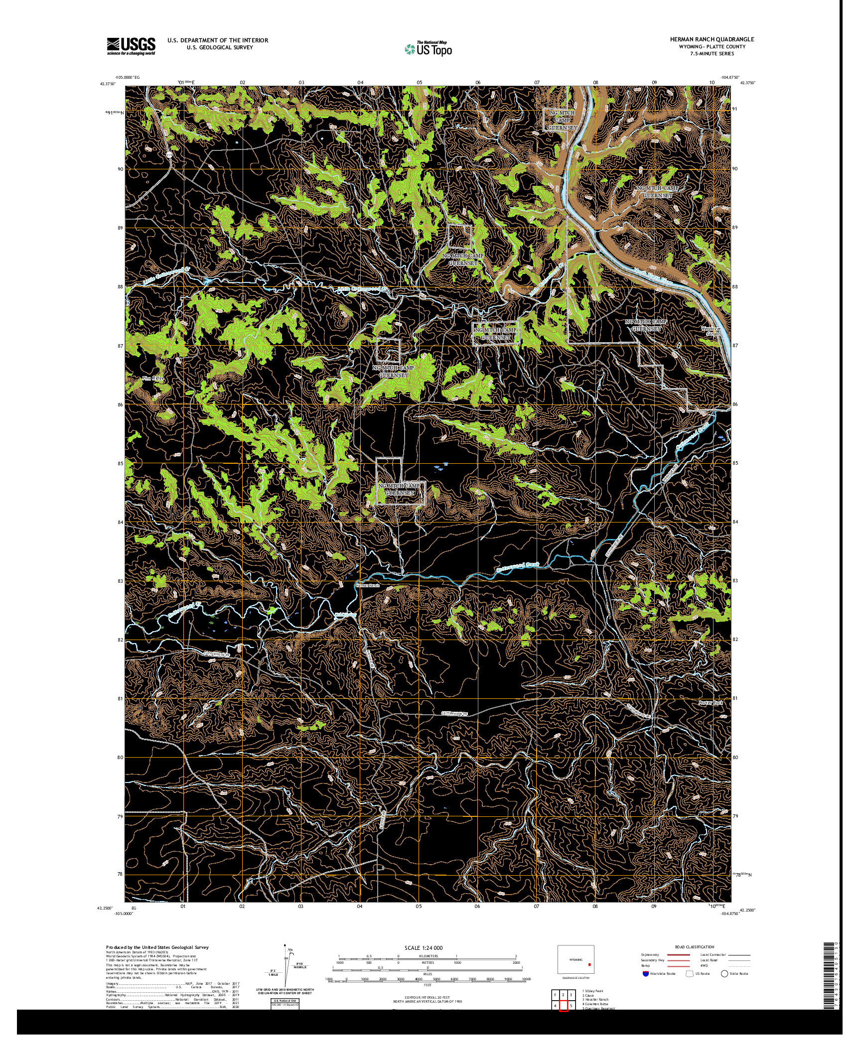 USGS US TOPO 7.5-MINUTE MAP FOR HERMAN RANCH, WY 2021