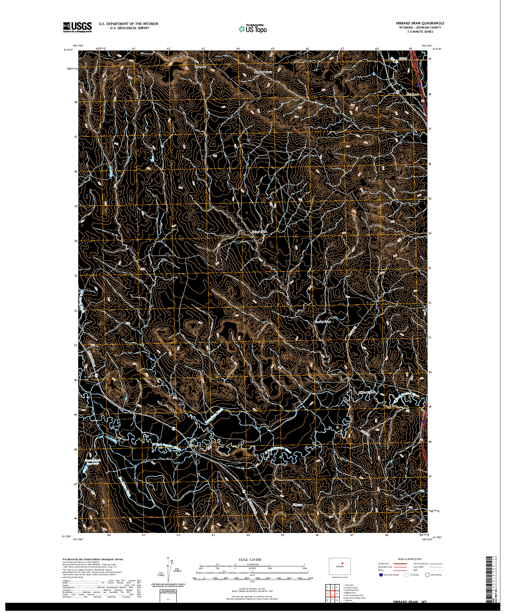 USGS US TOPO 7.5-MINUTE MAP FOR HIBBARD DRAW, WY 2021
