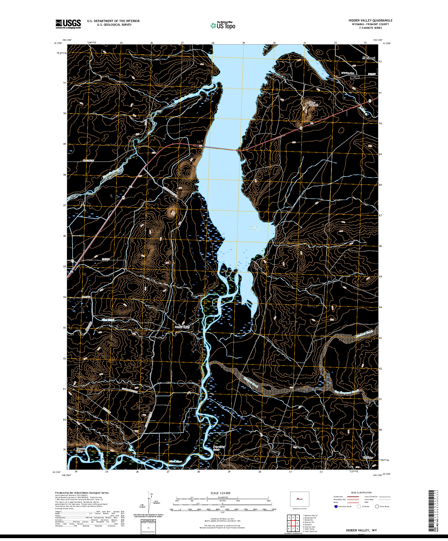 USGS US TOPO 7.5-MINUTE MAP FOR HIDDEN VALLEY, WY 2021