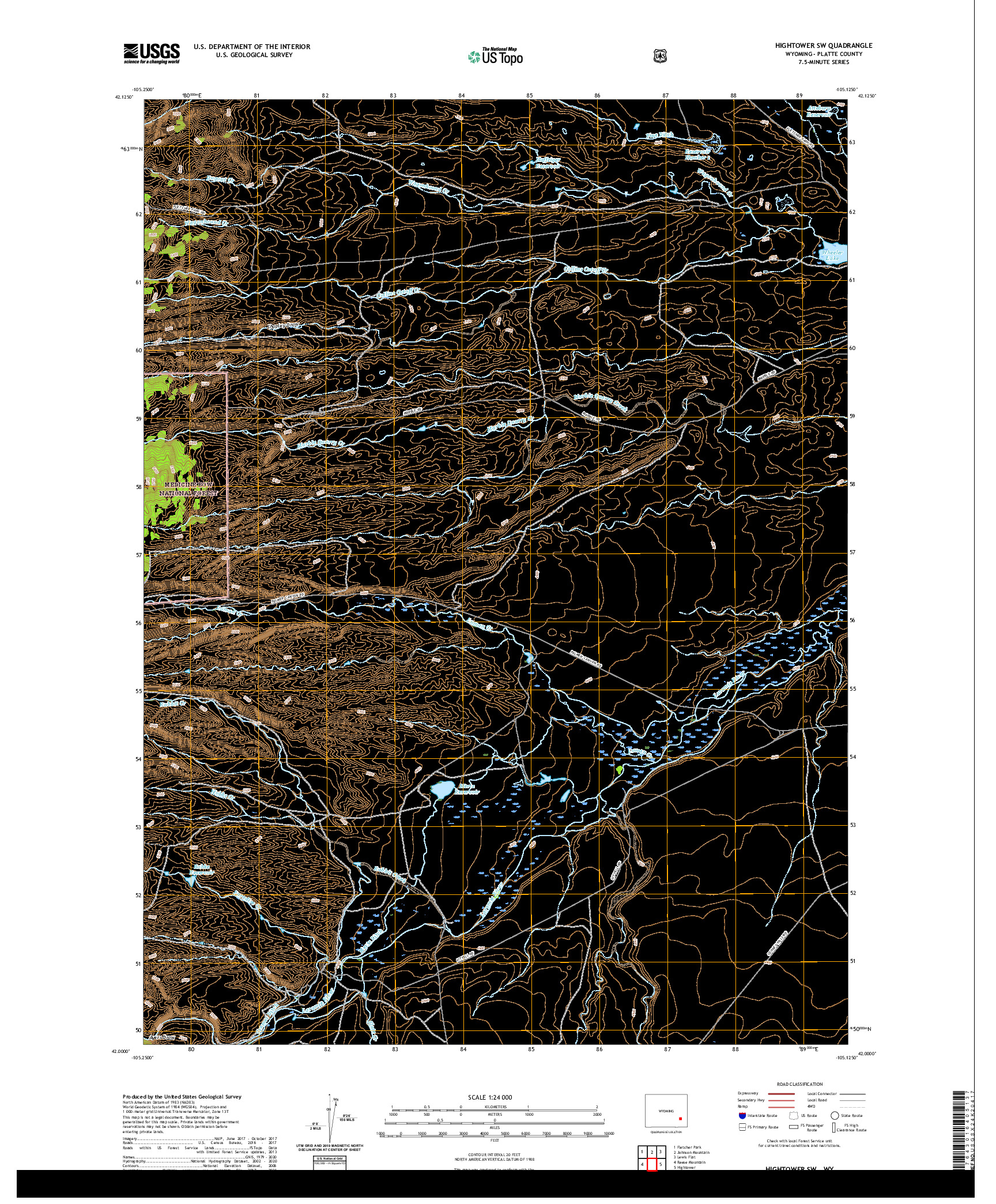 USGS US TOPO 7.5-MINUTE MAP FOR HIGHTOWER SW, WY 2021