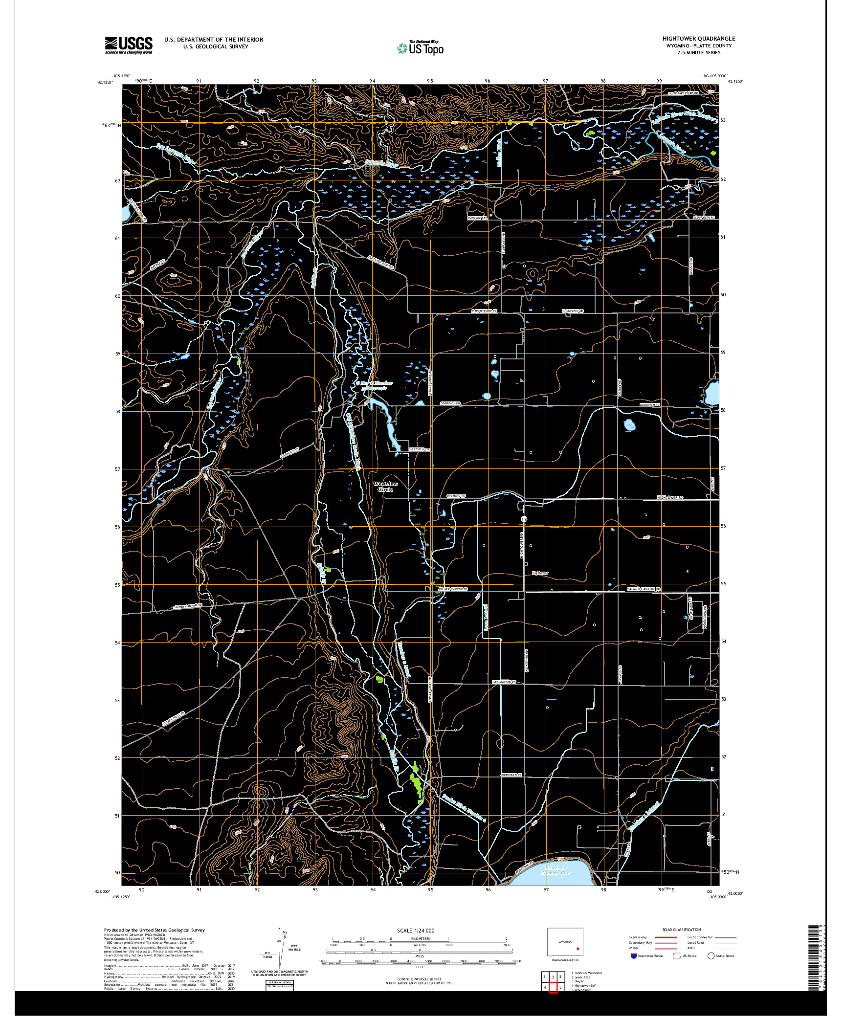 USGS US TOPO 7.5-MINUTE MAP FOR HIGHTOWER, WY 2021