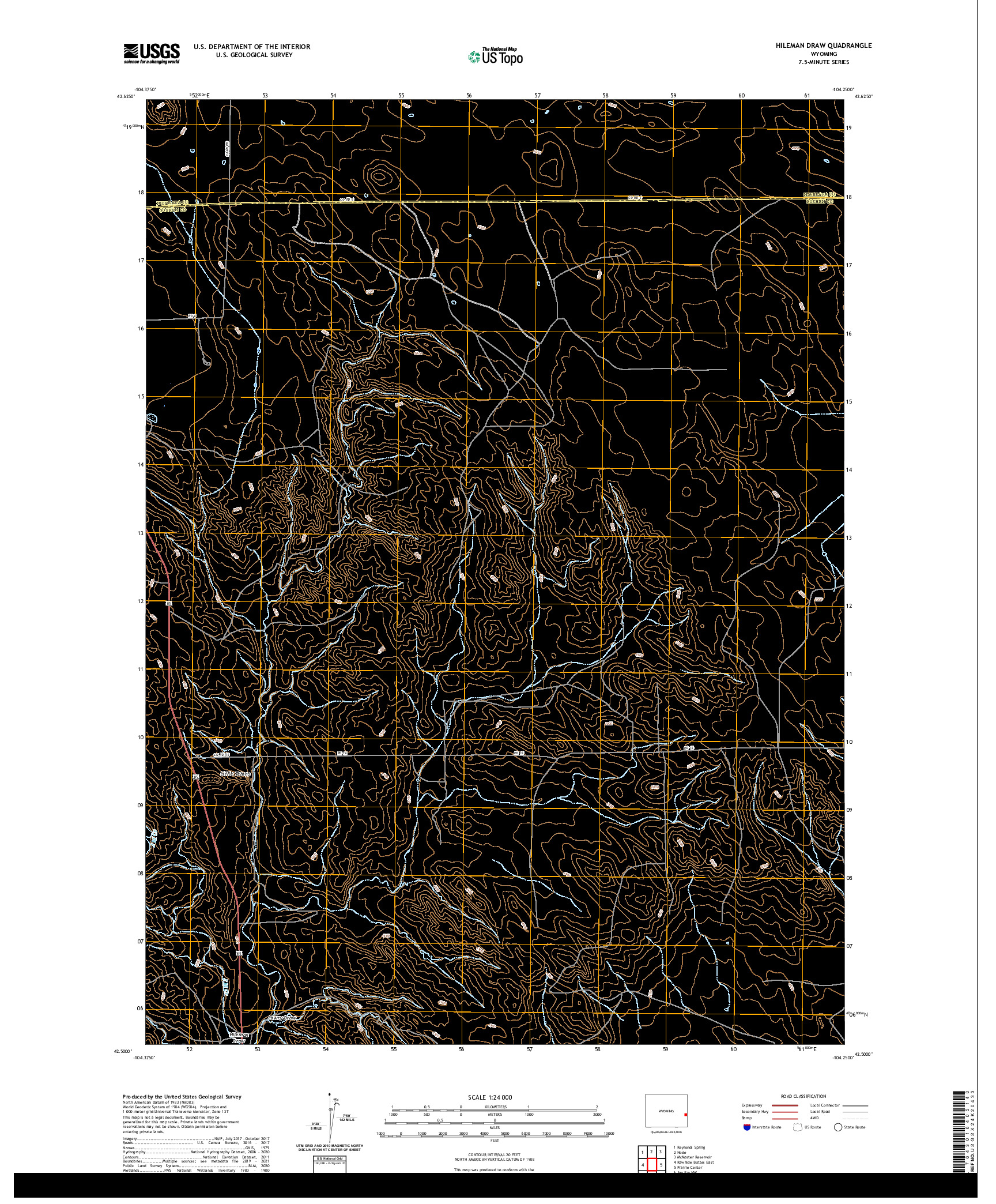 USGS US TOPO 7.5-MINUTE MAP FOR HILEMAN DRAW, WY 2021