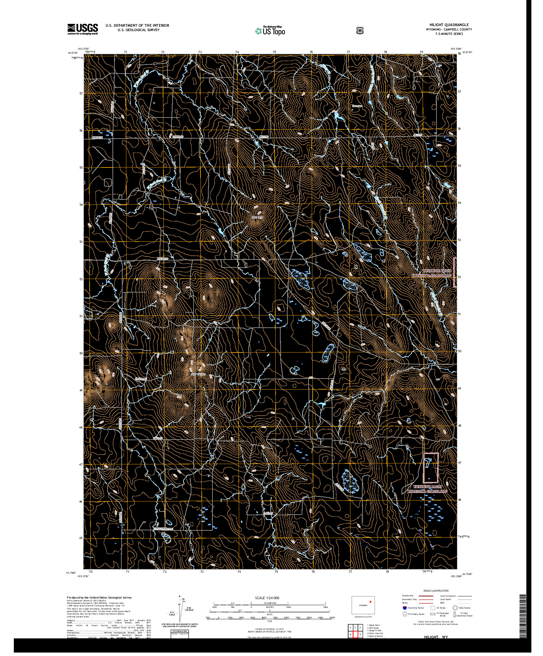 USGS US TOPO 7.5-MINUTE MAP FOR HILIGHT, WY 2021