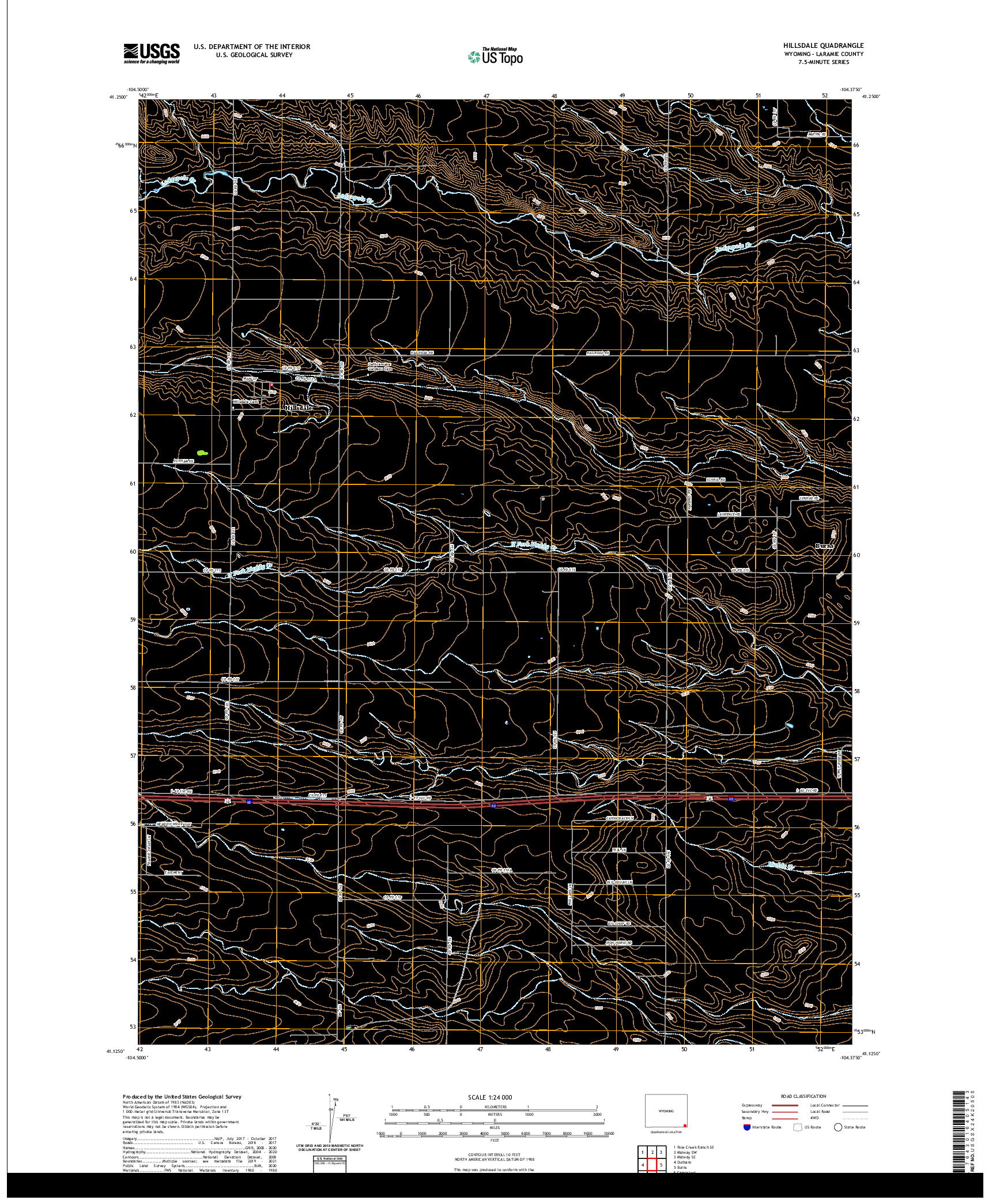 USGS US TOPO 7.5-MINUTE MAP FOR HILLSDALE, WY 2021