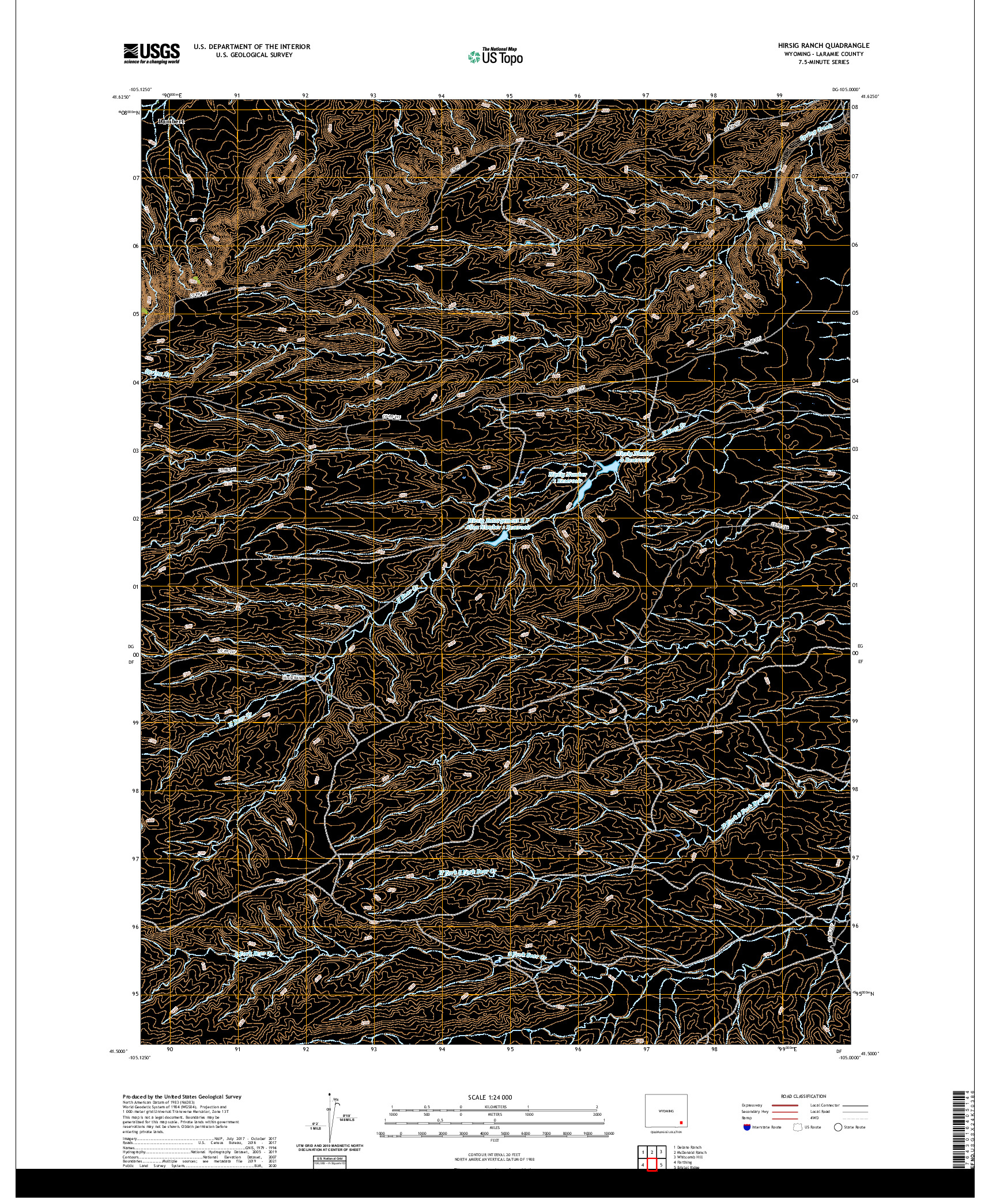 USGS US TOPO 7.5-MINUTE MAP FOR HIRSIG RANCH, WY 2021