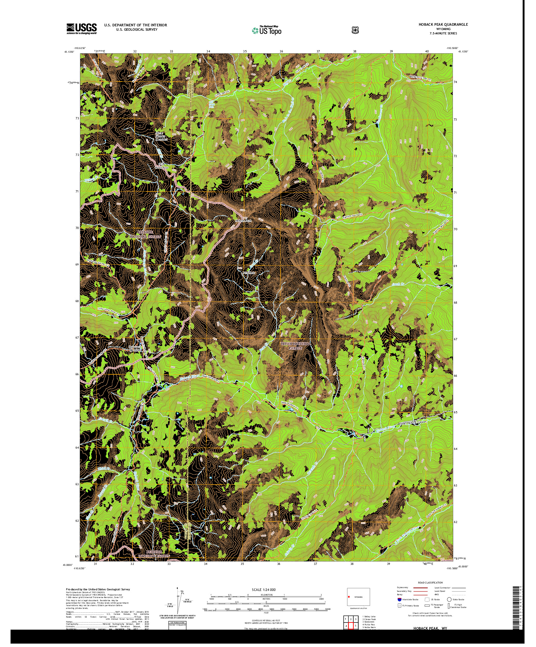 USGS US TOPO 7.5-MINUTE MAP FOR HOBACK PEAK, WY 2021