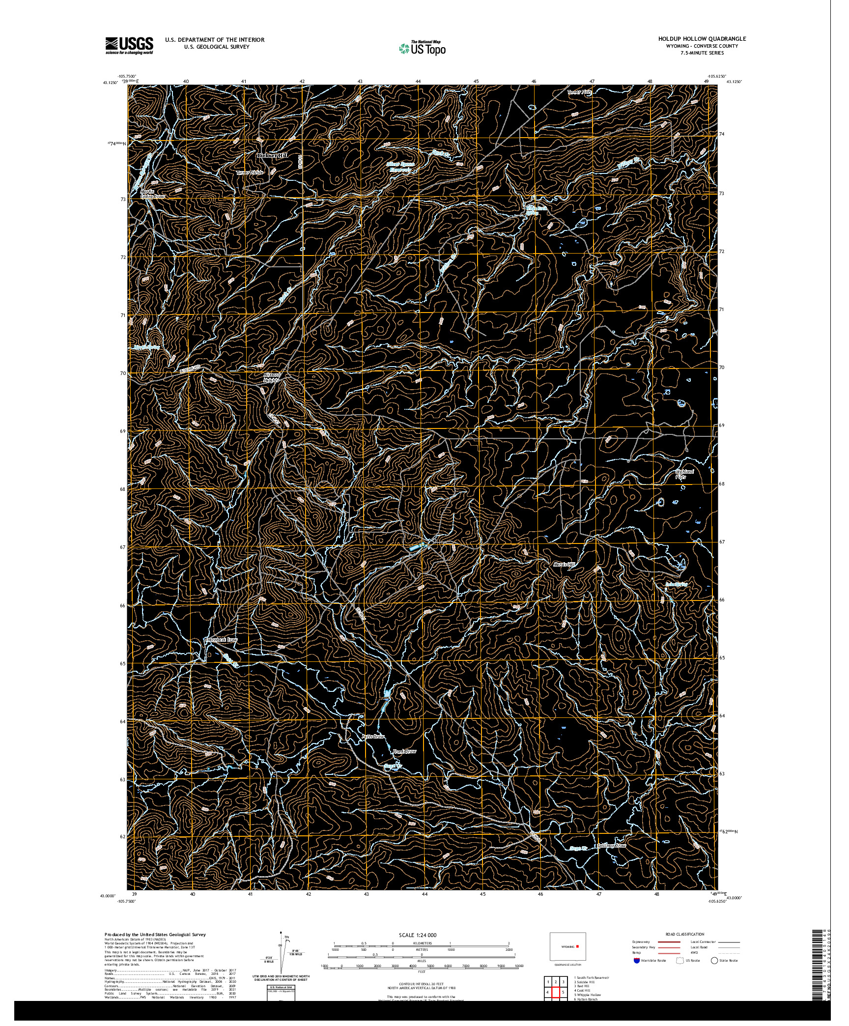 USGS US TOPO 7.5-MINUTE MAP FOR HOLDUP HOLLOW, WY 2021