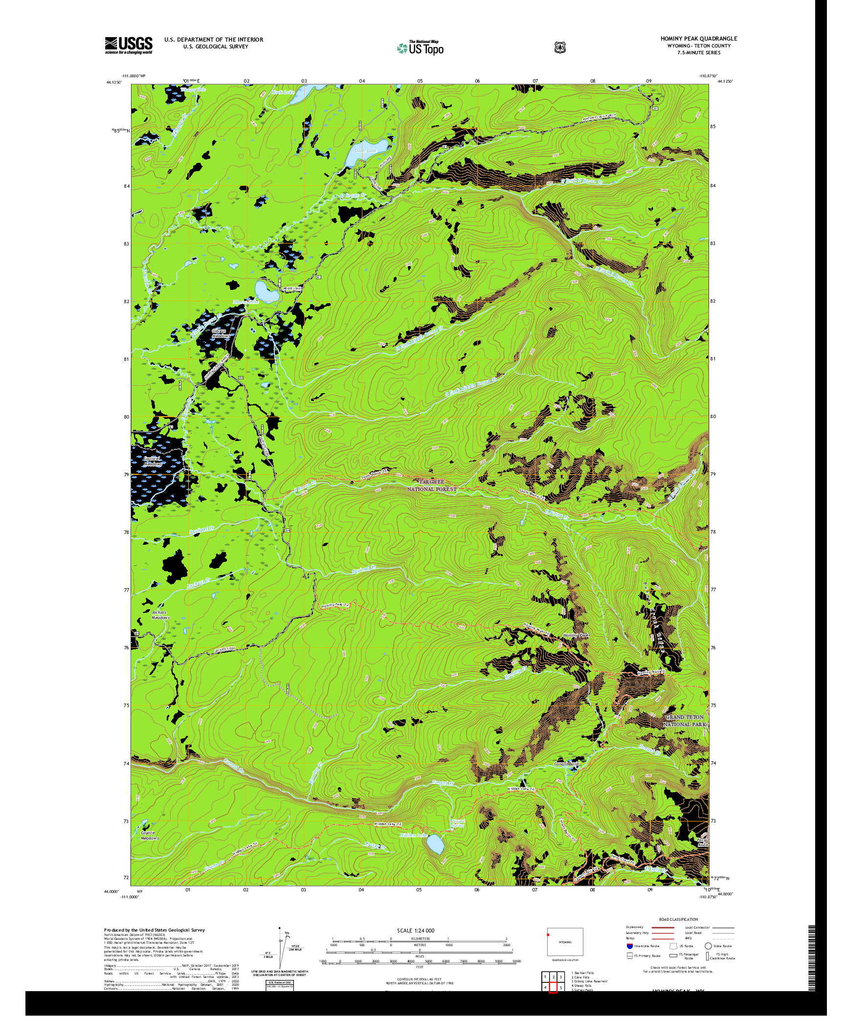 USGS US TOPO 7.5-MINUTE MAP FOR HOMINY PEAK, WY 2021