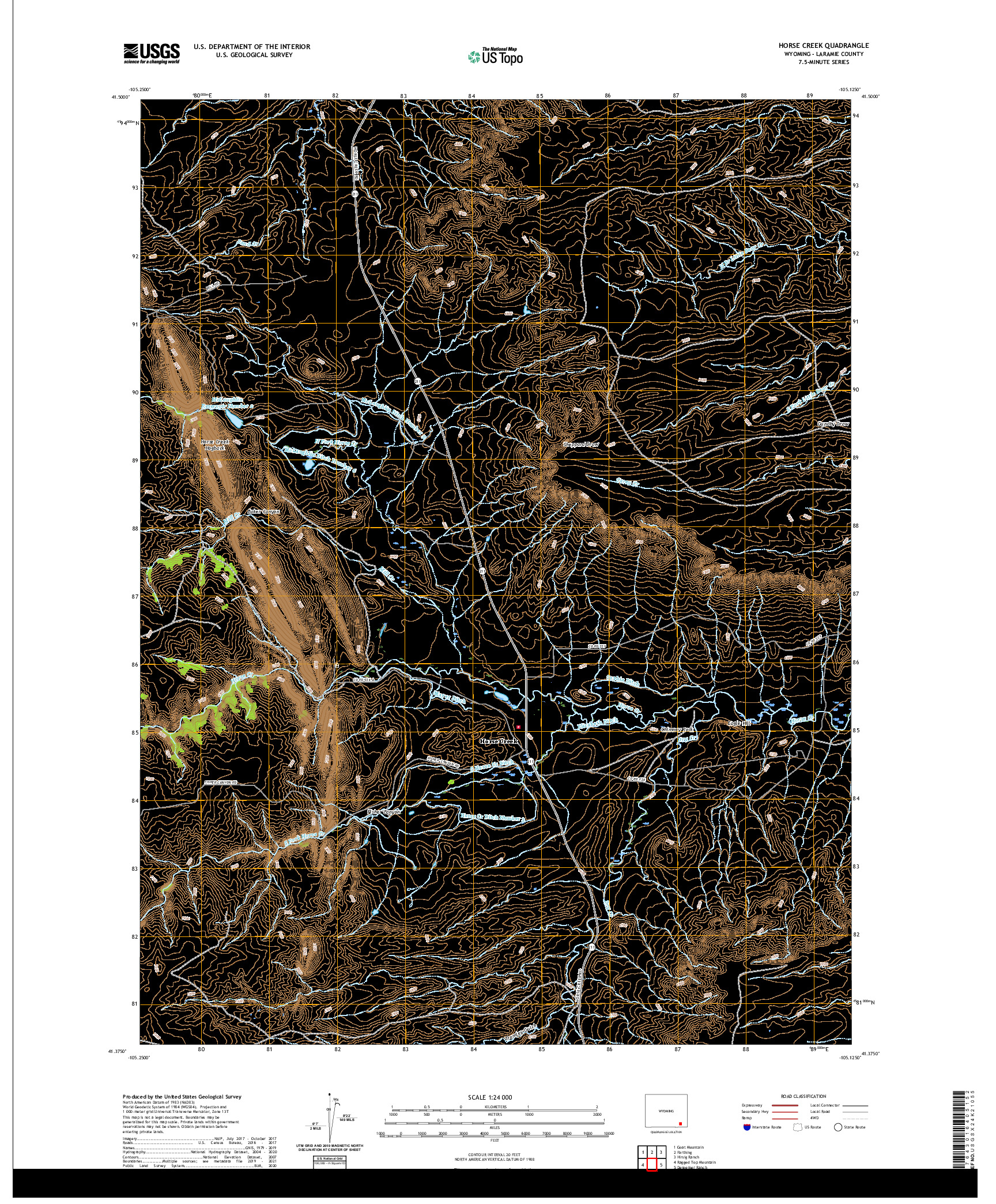 USGS US TOPO 7.5-MINUTE MAP FOR HORSE CREEK, WY 2021