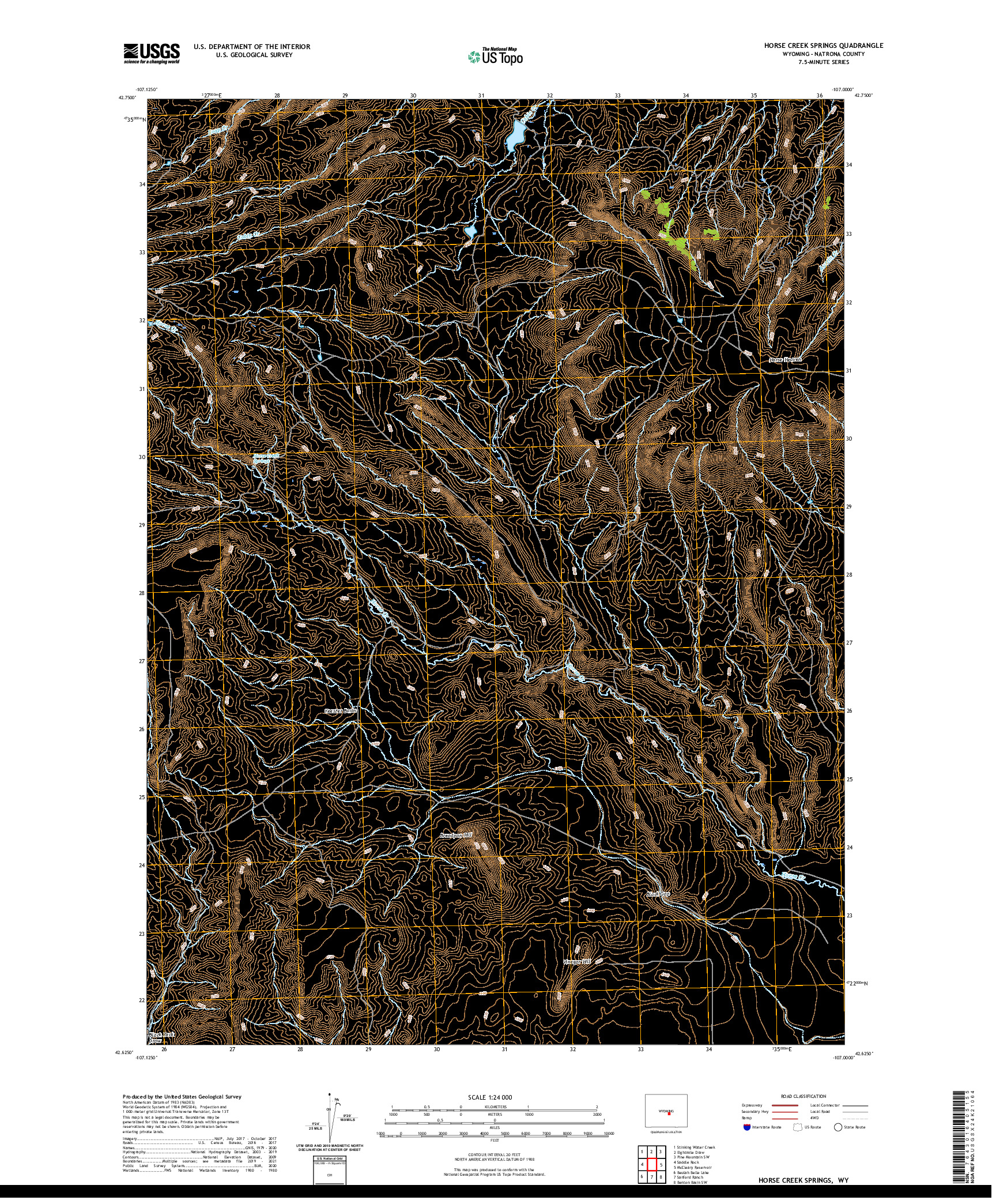 USGS US TOPO 7.5-MINUTE MAP FOR HORSE CREEK SPRINGS, WY 2021