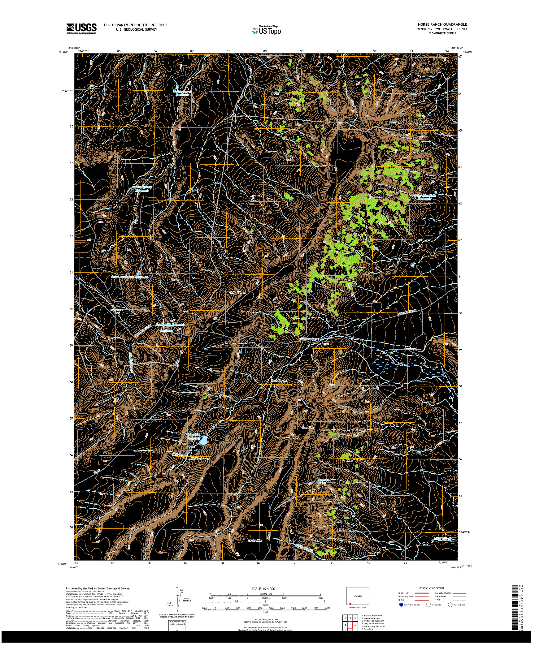 USGS US TOPO 7.5-MINUTE MAP FOR HORSE RANCH, WY 2021