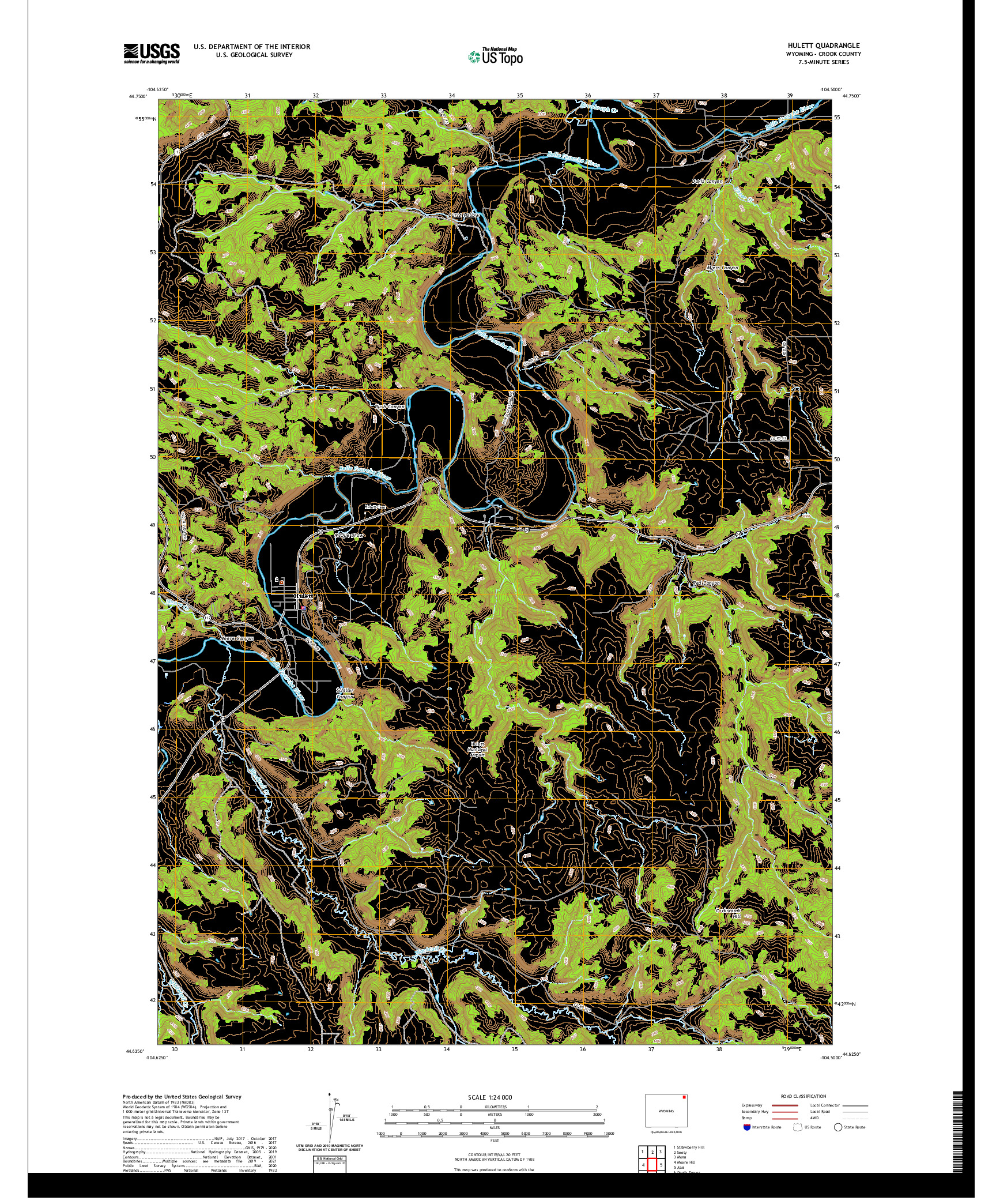 USGS US TOPO 7.5-MINUTE MAP FOR HULETT, WY 2021