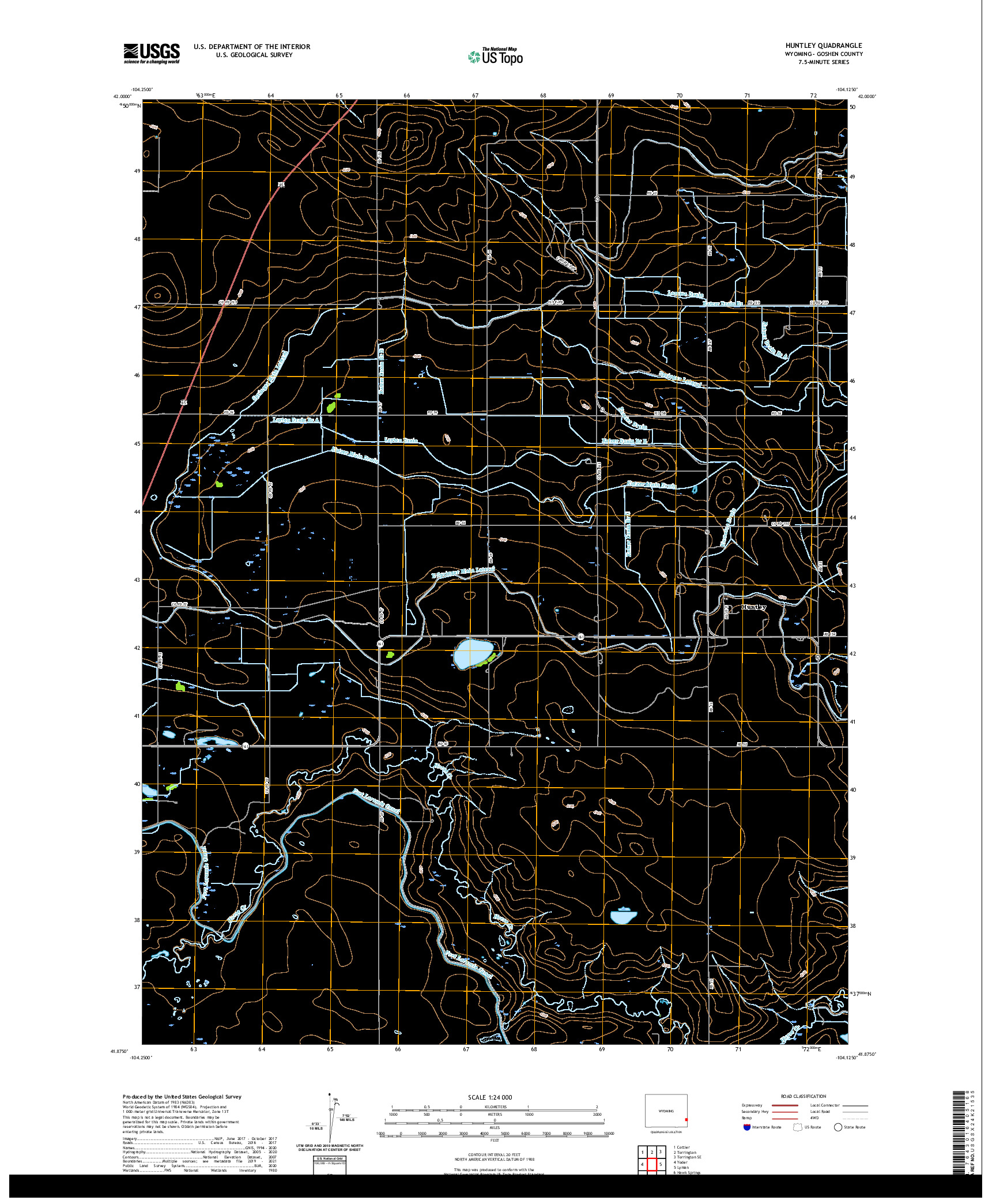 USGS US TOPO 7.5-MINUTE MAP FOR HUNTLEY, WY 2021