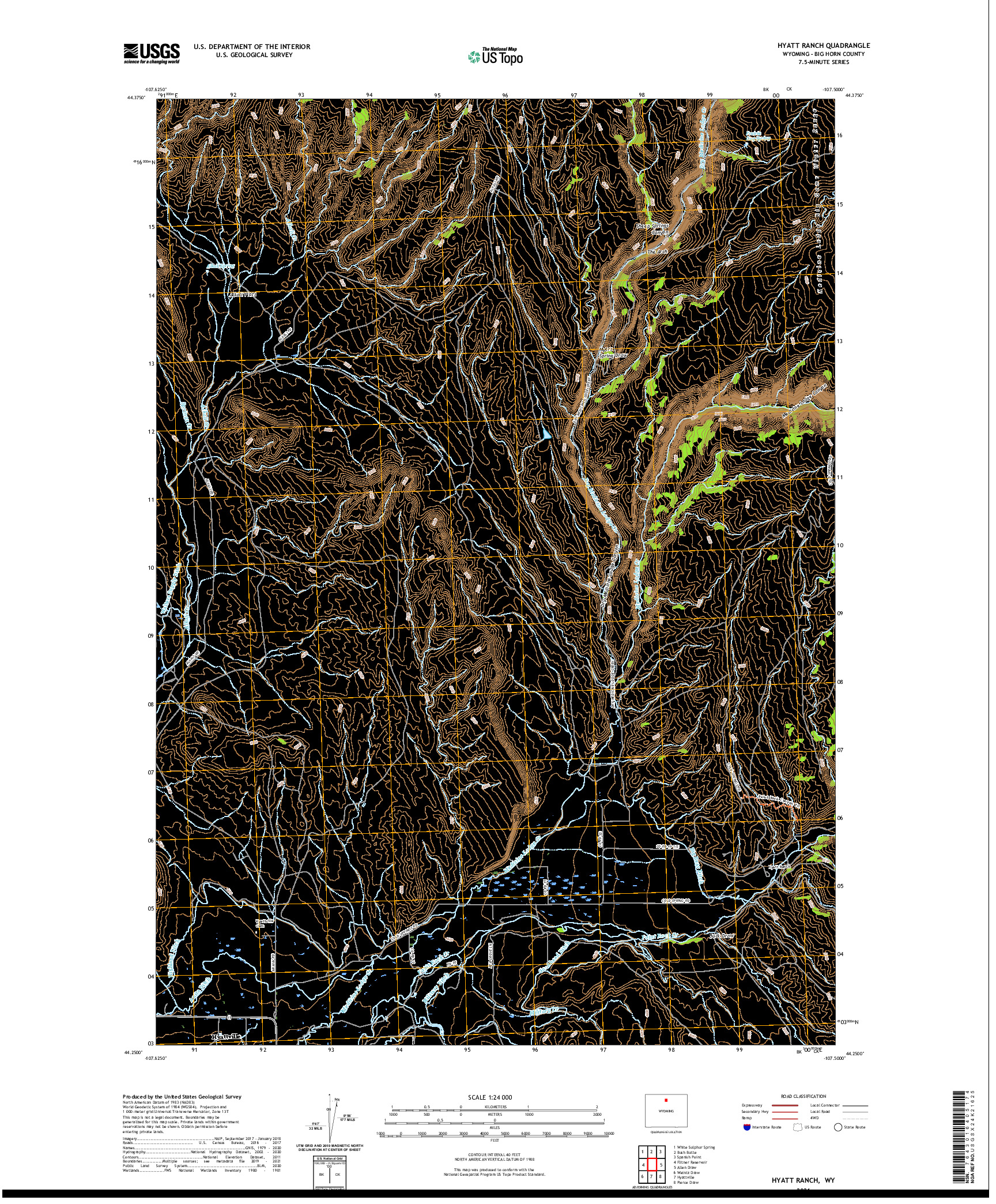 USGS US TOPO 7.5-MINUTE MAP FOR HYATT RANCH, WY 2021