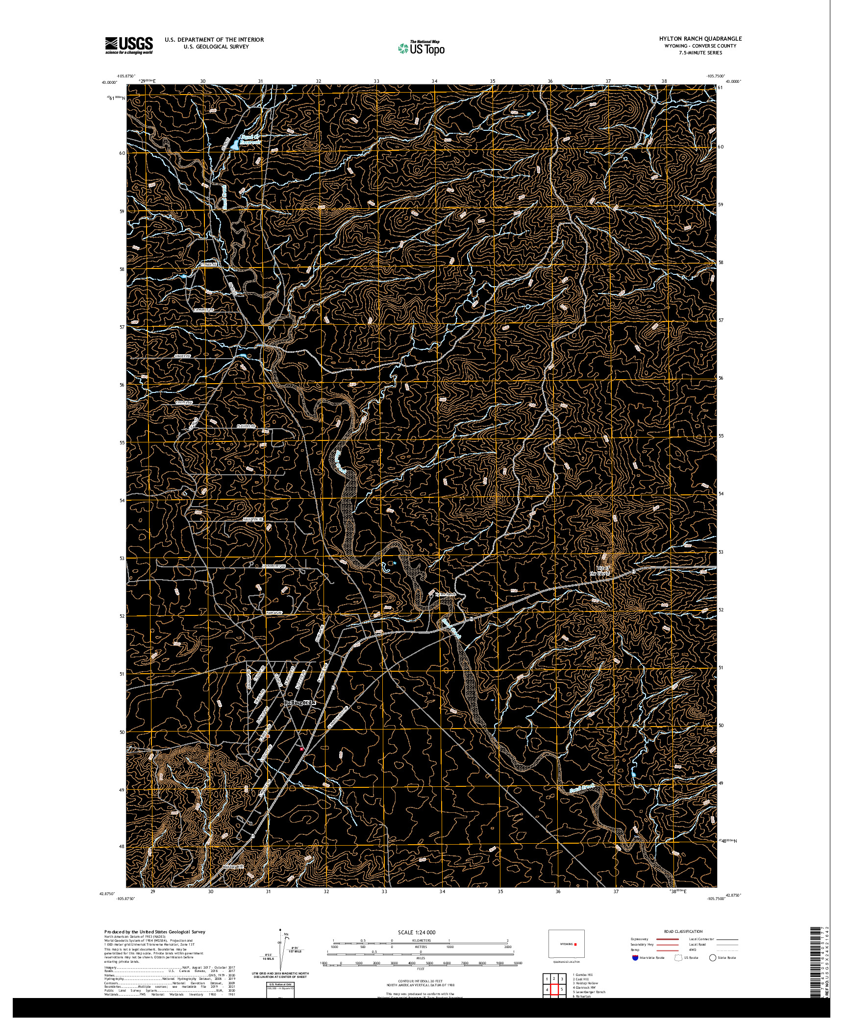 USGS US TOPO 7.5-MINUTE MAP FOR HYLTON RANCH, WY 2021