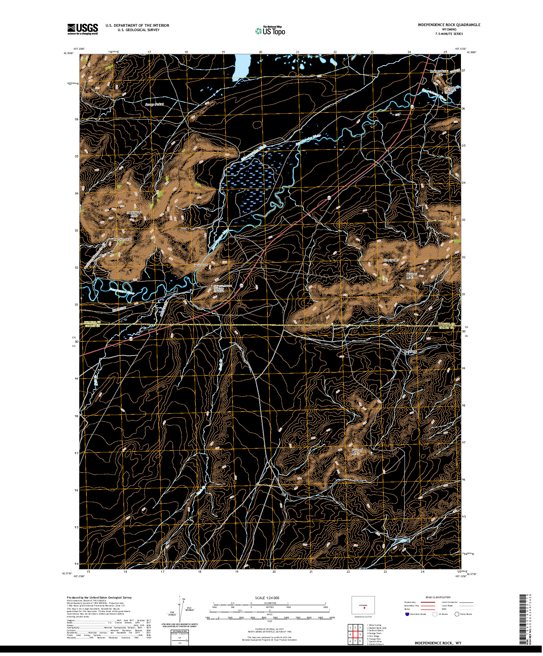 USGS US TOPO 7.5-MINUTE MAP FOR INDEPENDENCE ROCK, WY 2021
