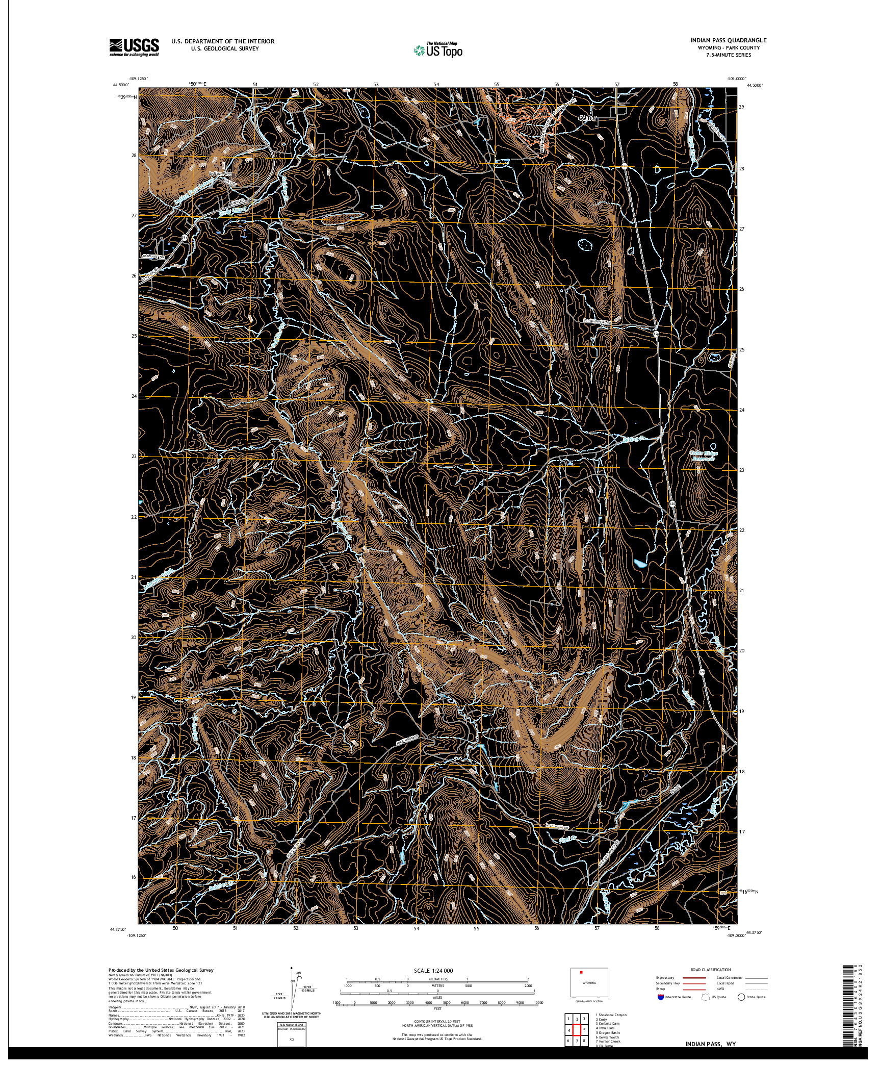 USGS US TOPO 7.5-MINUTE MAP FOR INDIAN PASS, WY 2021