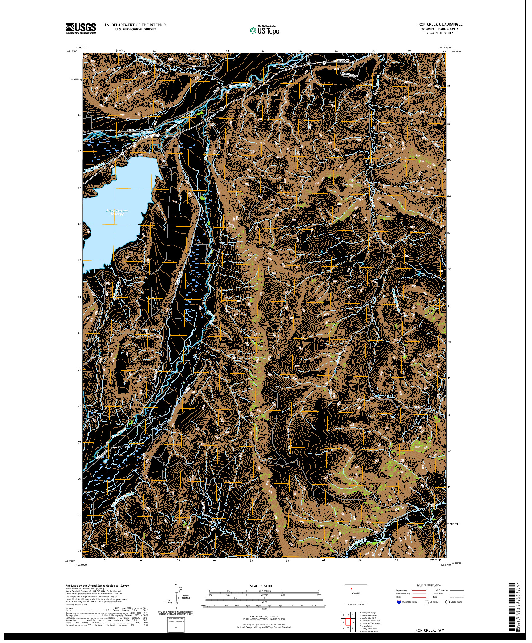 USGS US TOPO 7.5-MINUTE MAP FOR IRON CREEK, WY 2021
