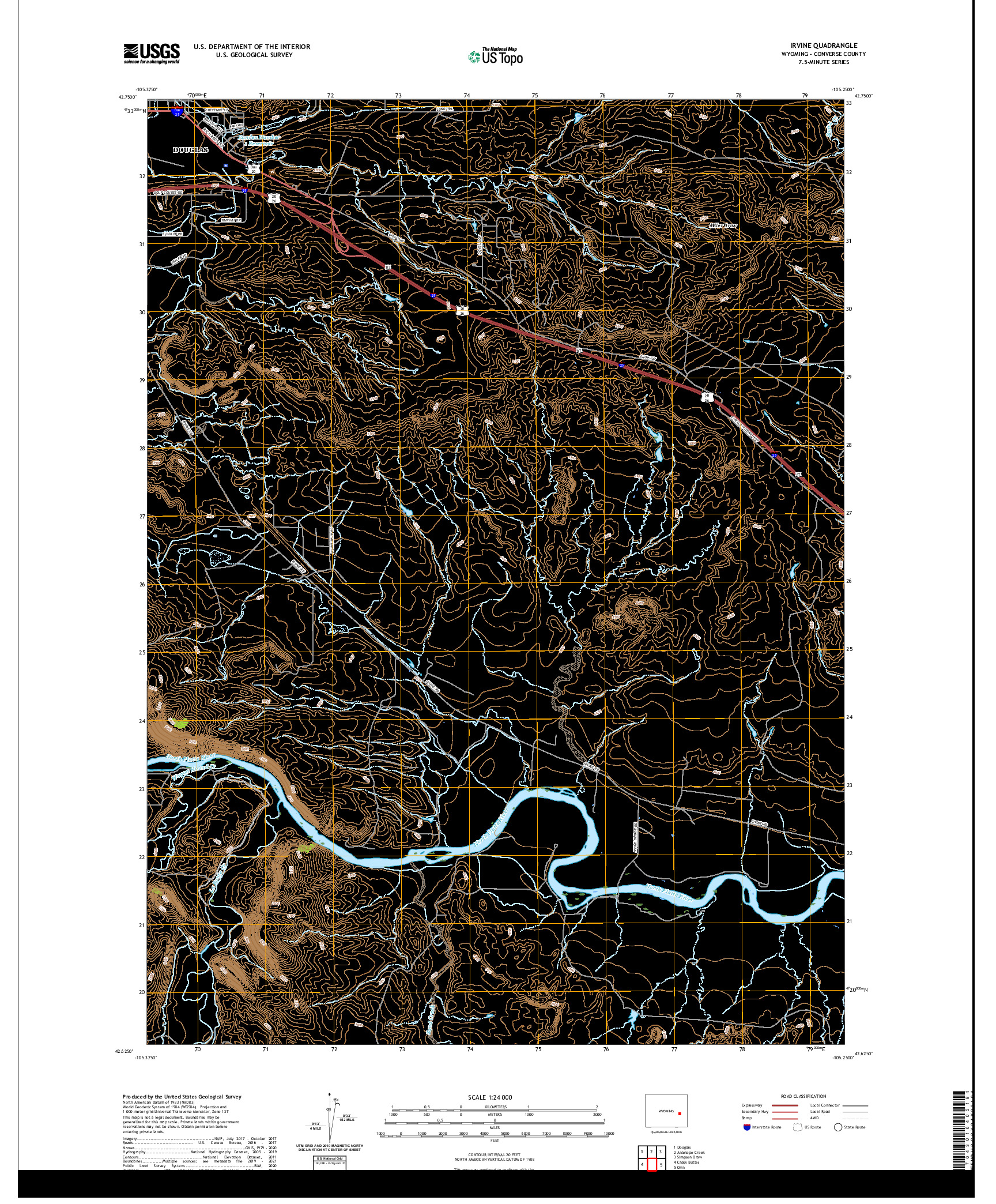 USGS US TOPO 7.5-MINUTE MAP FOR IRVINE, WY 2021
