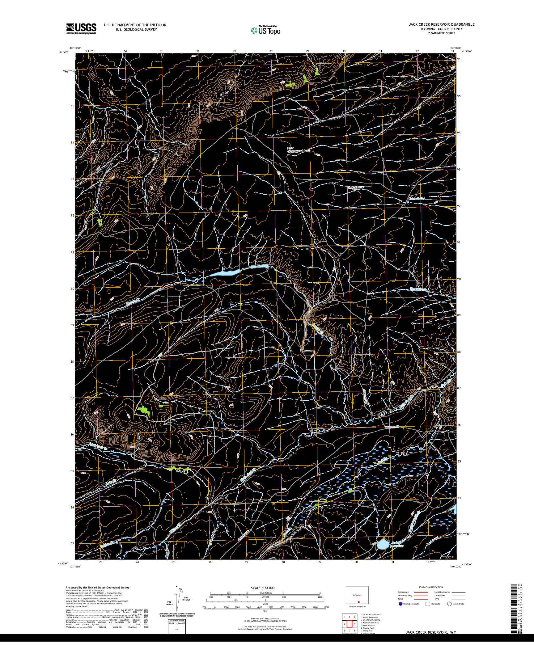 USGS US TOPO 7.5-MINUTE MAP FOR JACK CREEK RESERVOIR, WY 2021