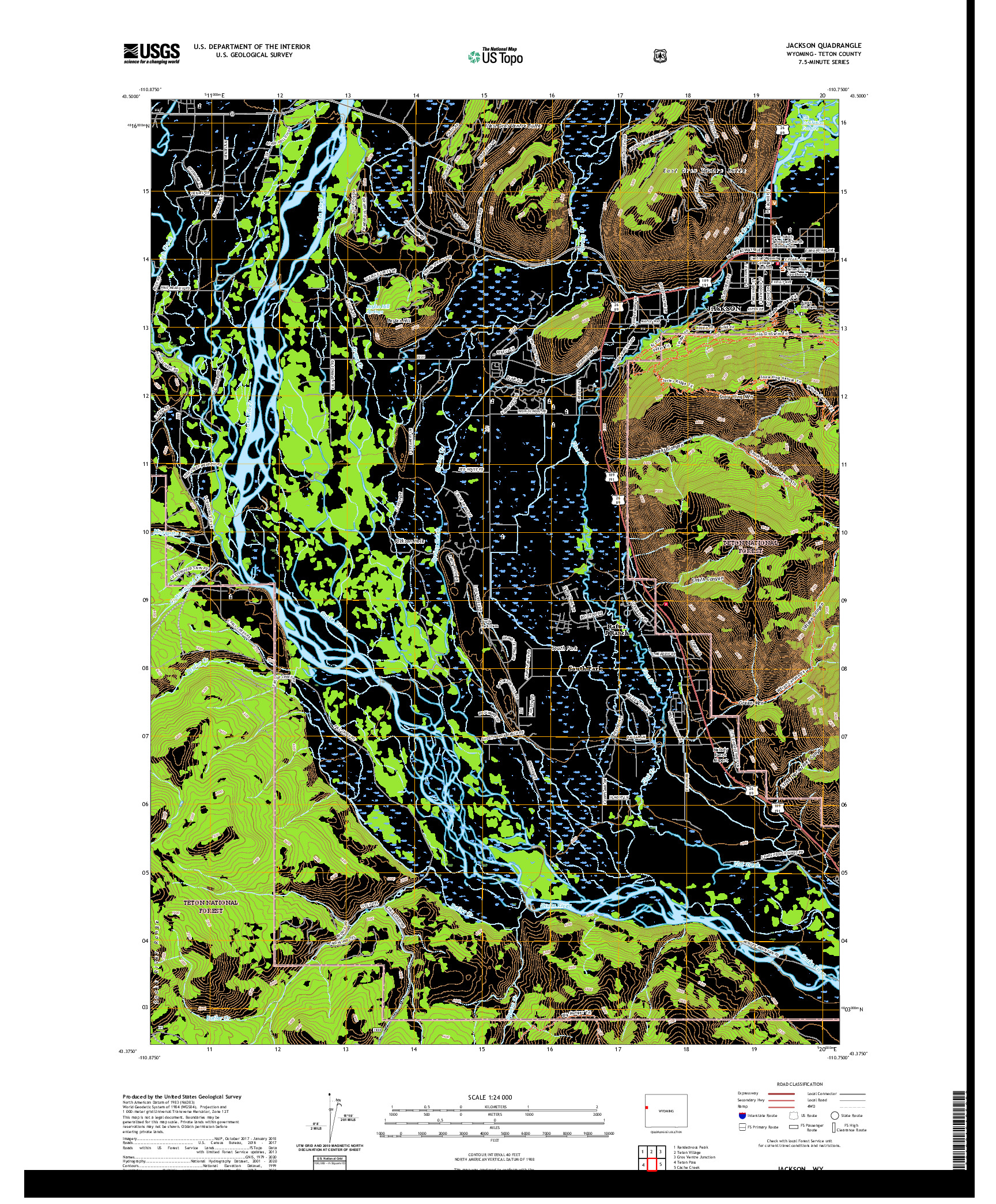 USGS US TOPO 7.5-MINUTE MAP FOR JACKSON, WY 2021