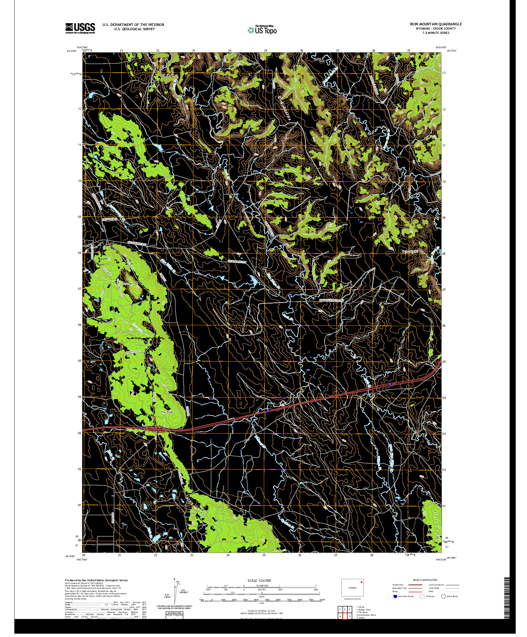 USGS US TOPO 7.5-MINUTE MAP FOR IRON MOUNTAIN, WY 2021