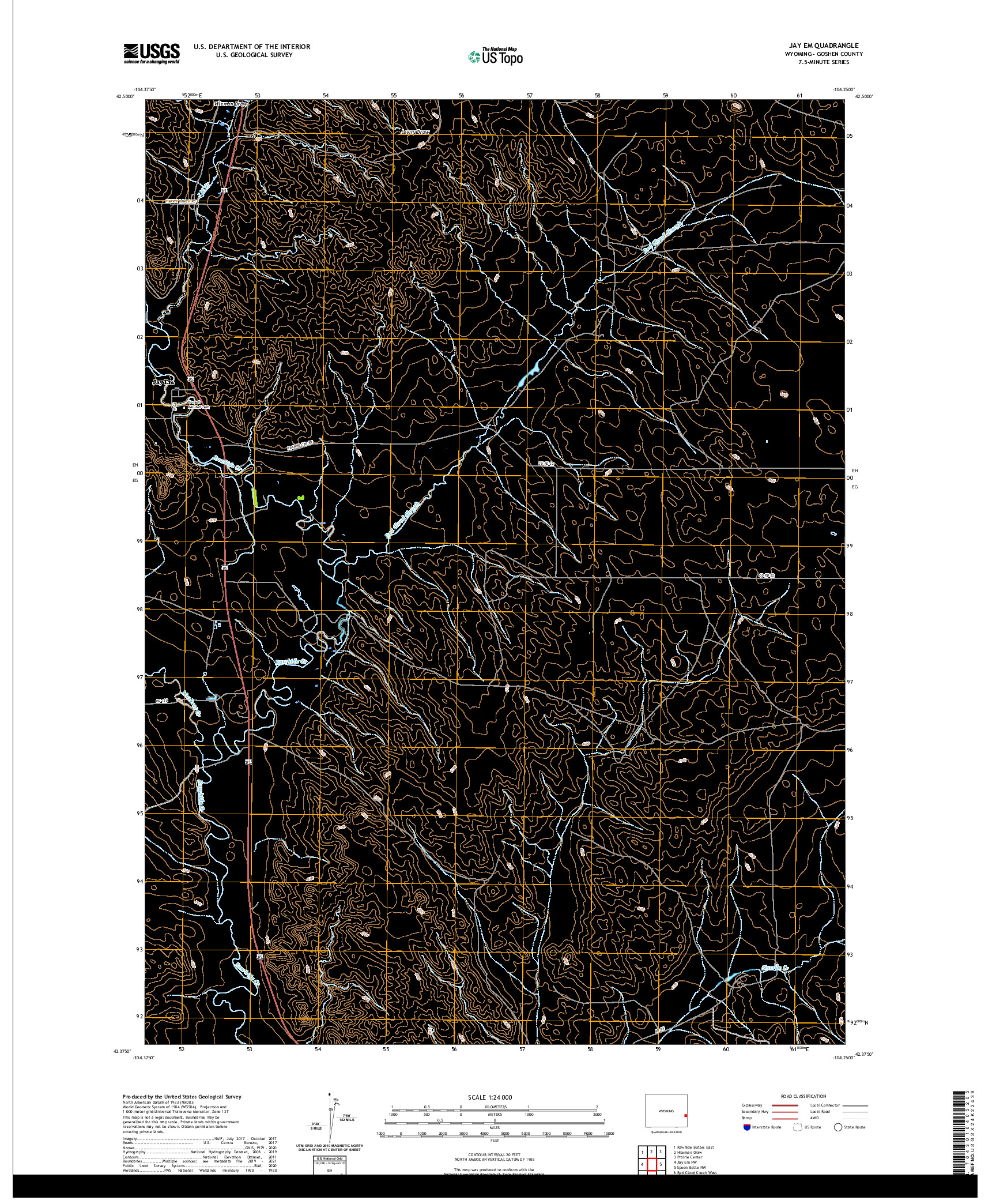 USGS US TOPO 7.5-MINUTE MAP FOR JAY EM, WY 2021