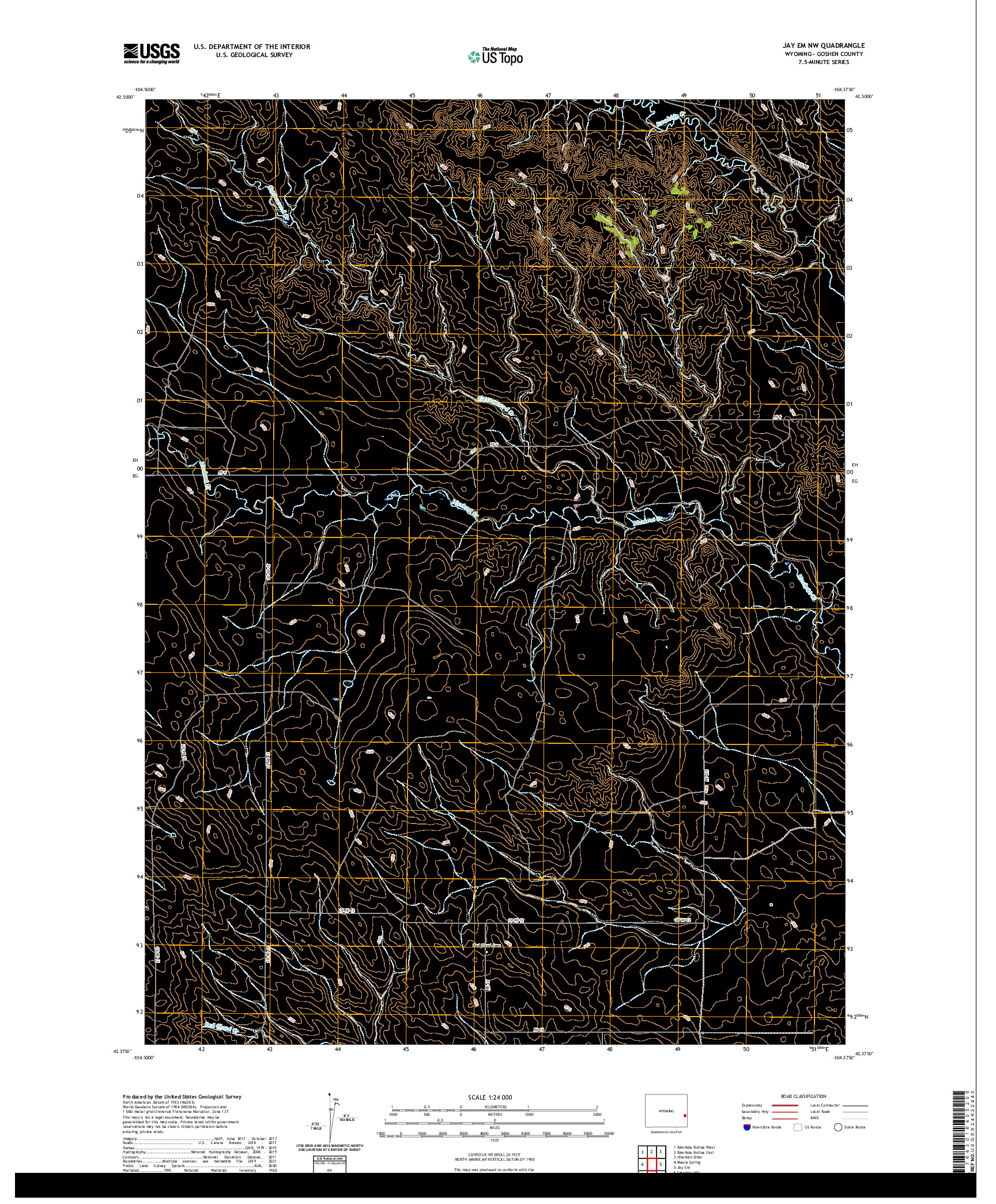 USGS US TOPO 7.5-MINUTE MAP FOR JAY EM NW, WY 2021