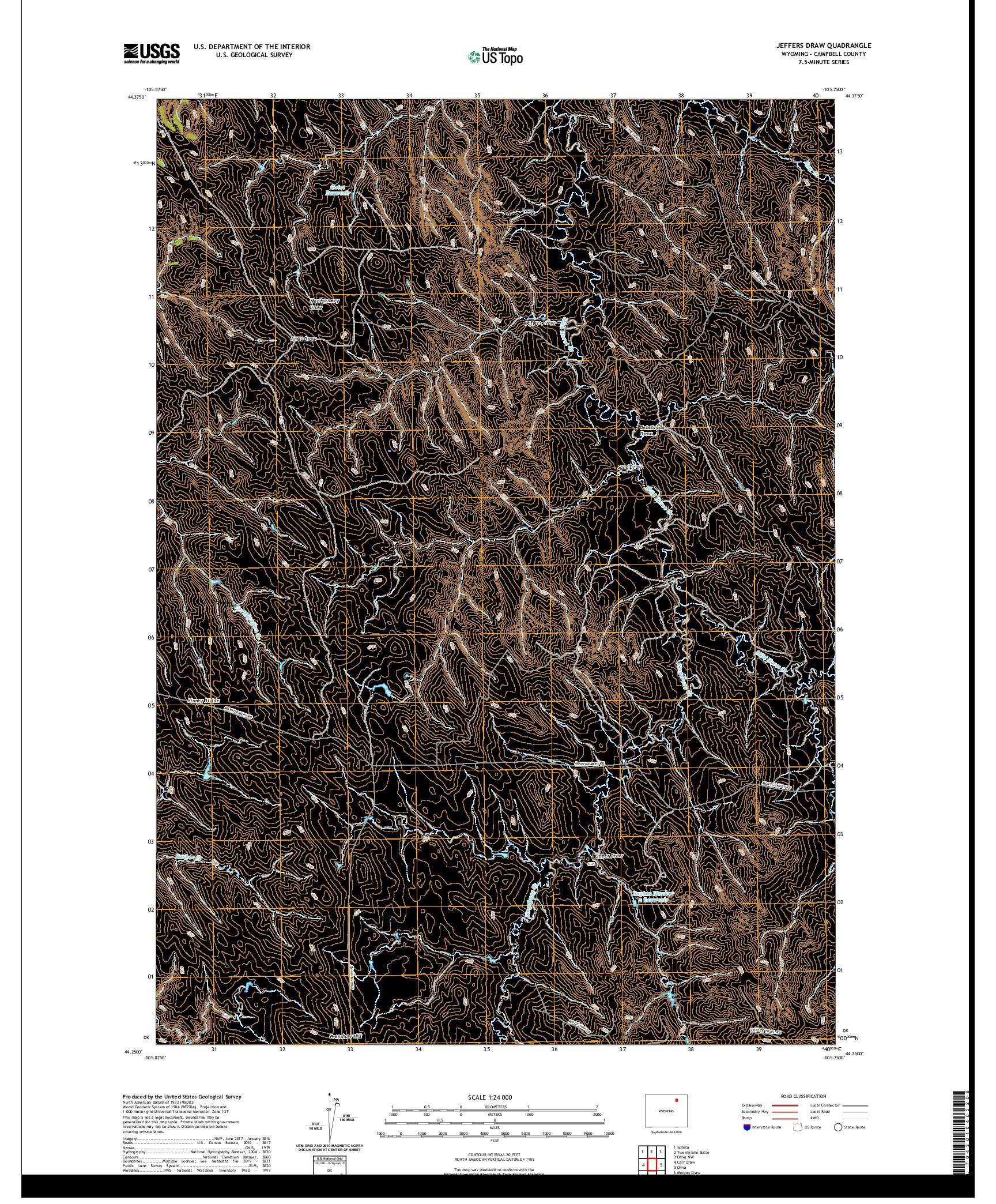 USGS US TOPO 7.5-MINUTE MAP FOR JEFFERS DRAW, WY 2021