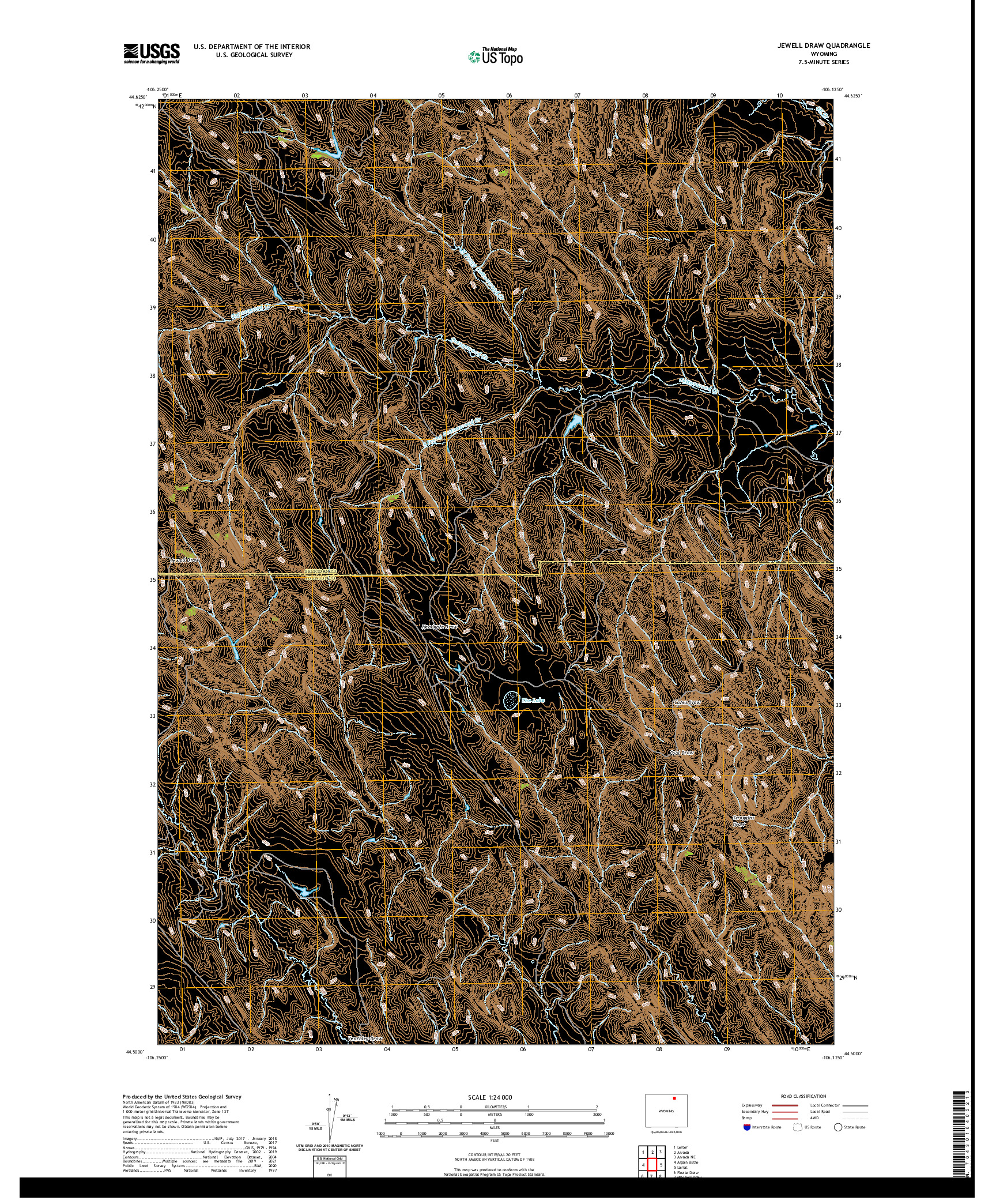 USGS US TOPO 7.5-MINUTE MAP FOR JEWELL DRAW, WY 2021