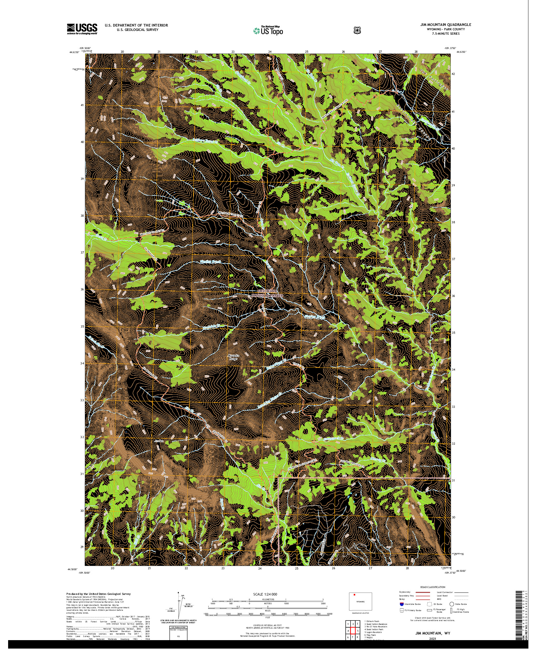 USGS US TOPO 7.5-MINUTE MAP FOR JIM MOUNTAIN, WY 2021