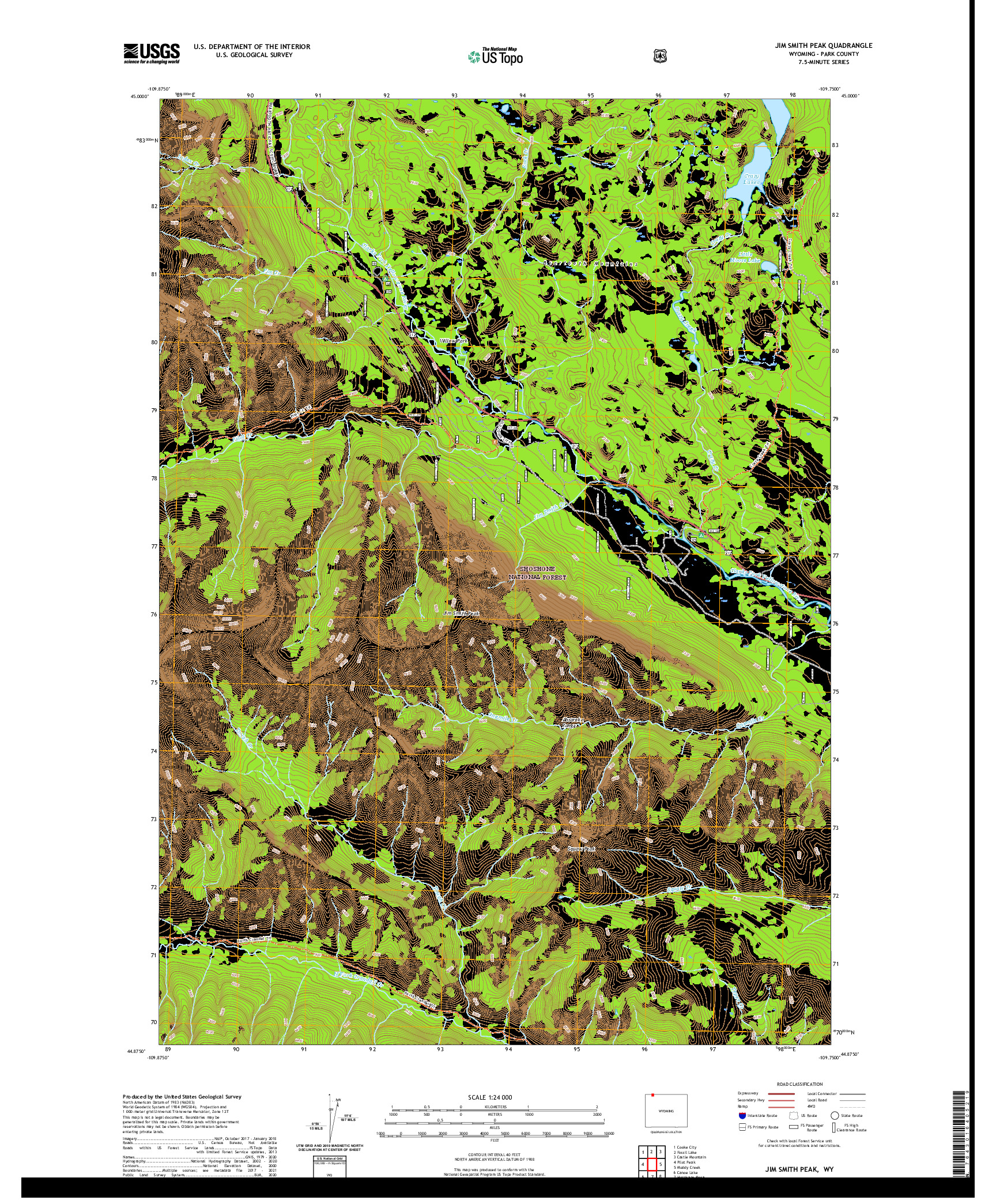 USGS US TOPO 7.5-MINUTE MAP FOR JIM SMITH PEAK, WY 2021