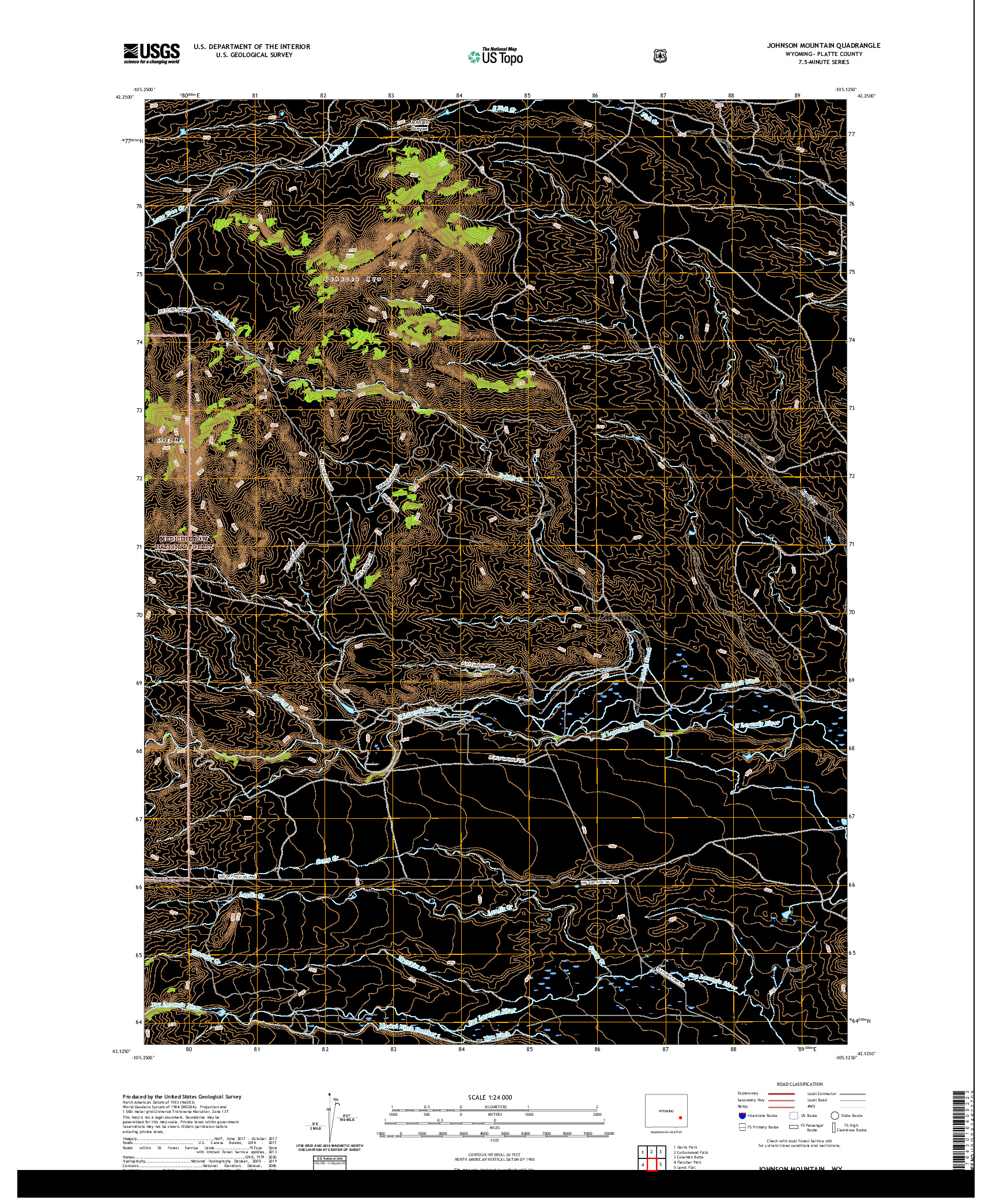 USGS US TOPO 7.5-MINUTE MAP FOR JOHNSON MOUNTAIN, WY 2021