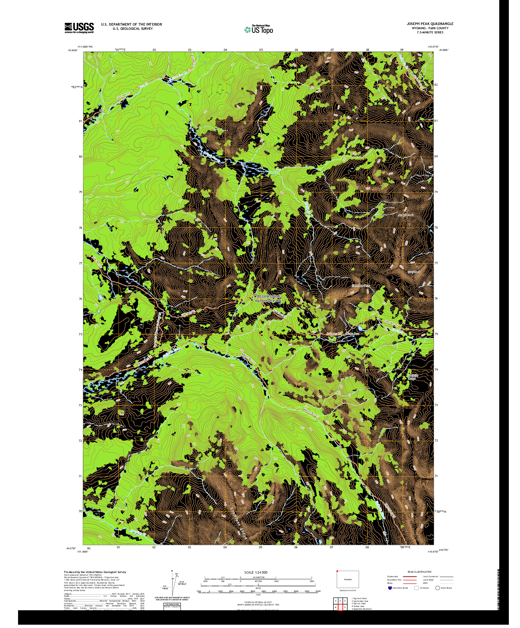USGS US TOPO 7.5-MINUTE MAP FOR JOSEPH PEAK, WY 2021