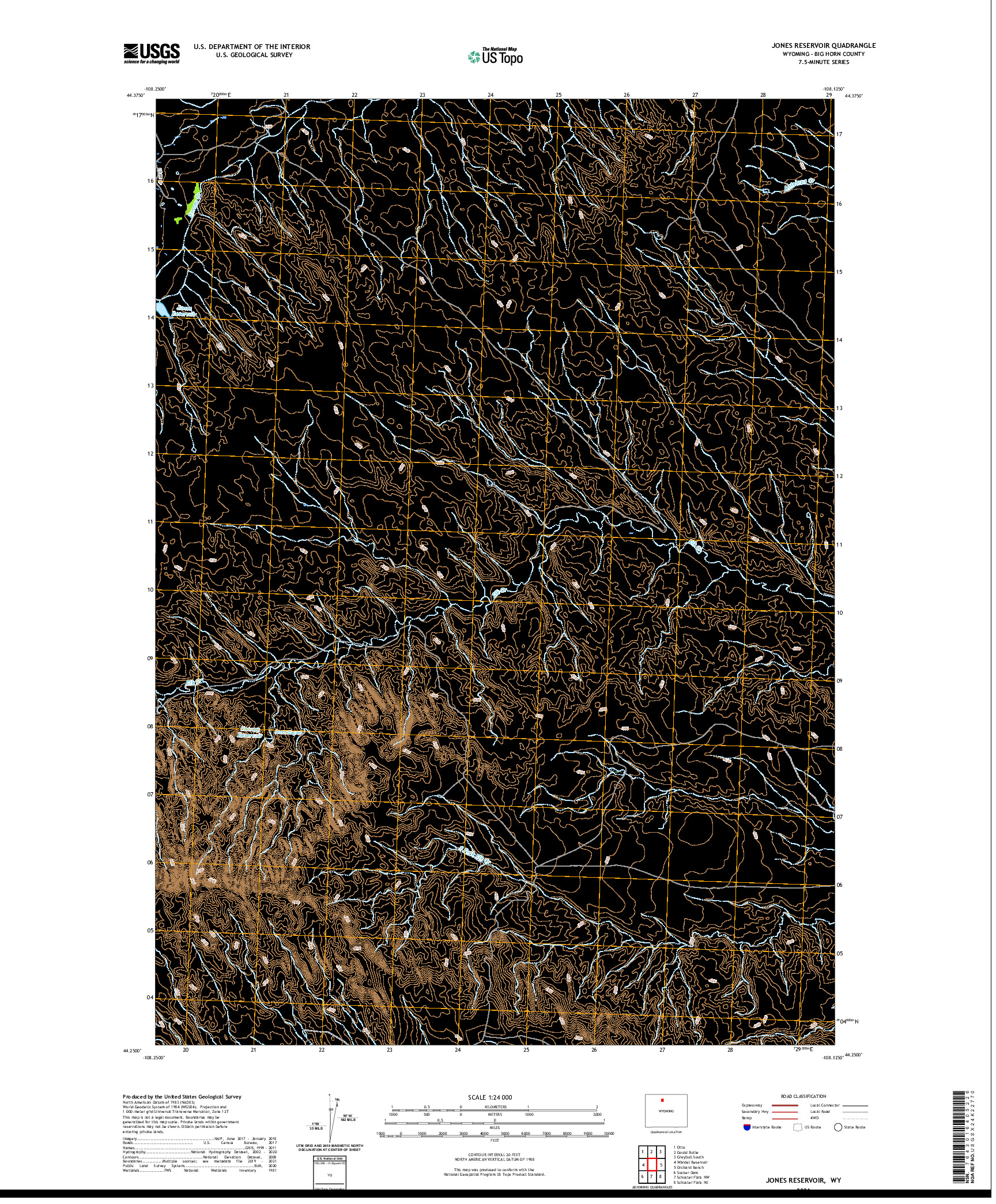 USGS US TOPO 7.5-MINUTE MAP FOR JONES RESERVOIR, WY 2021