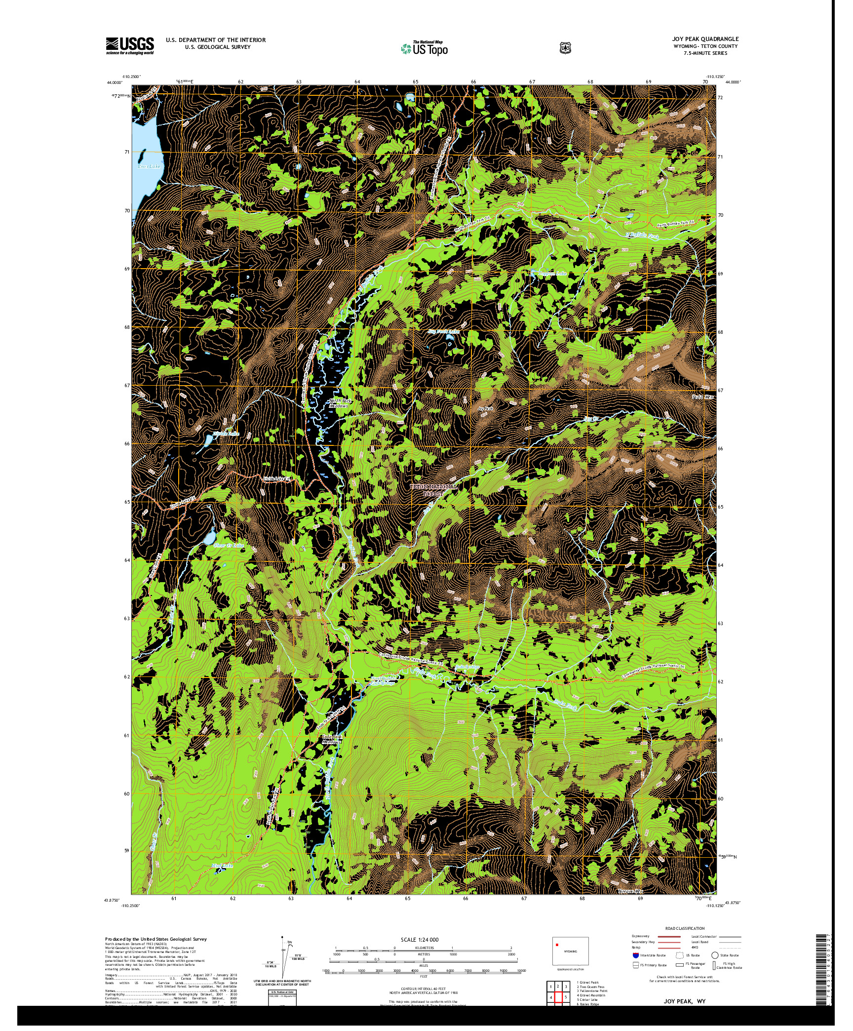 USGS US TOPO 7.5-MINUTE MAP FOR JOY PEAK, WY 2021