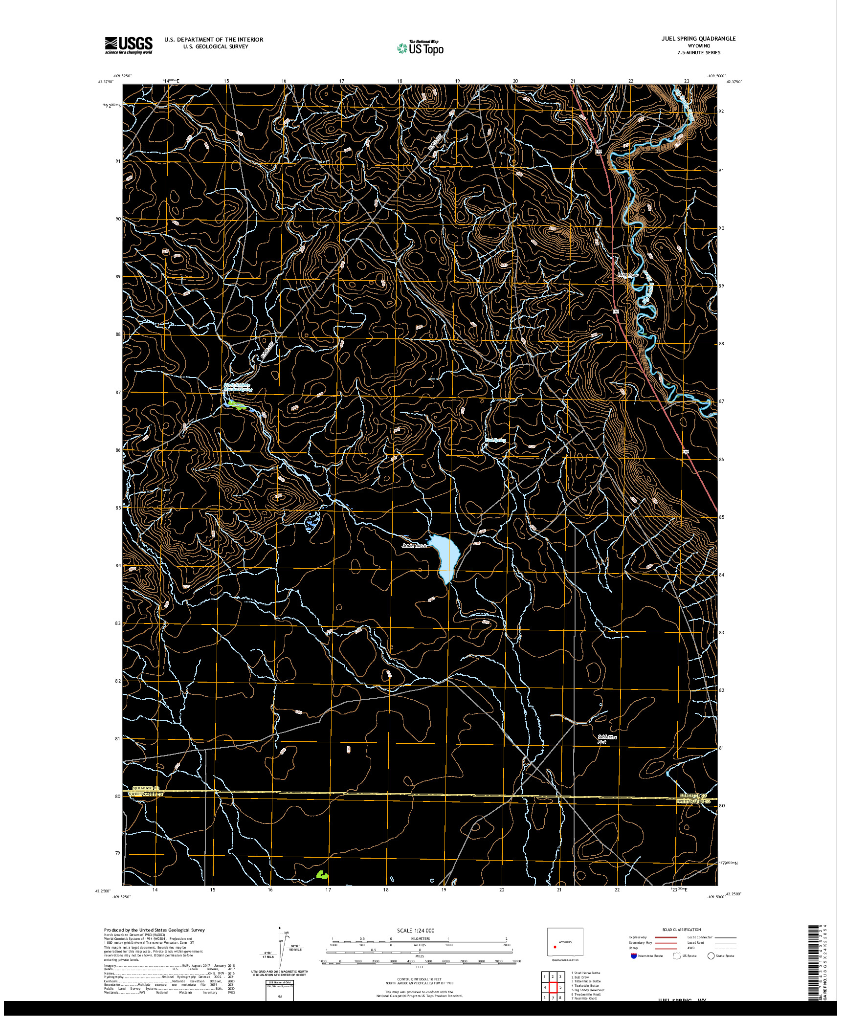 USGS US TOPO 7.5-MINUTE MAP FOR JUEL SPRING, WY 2021