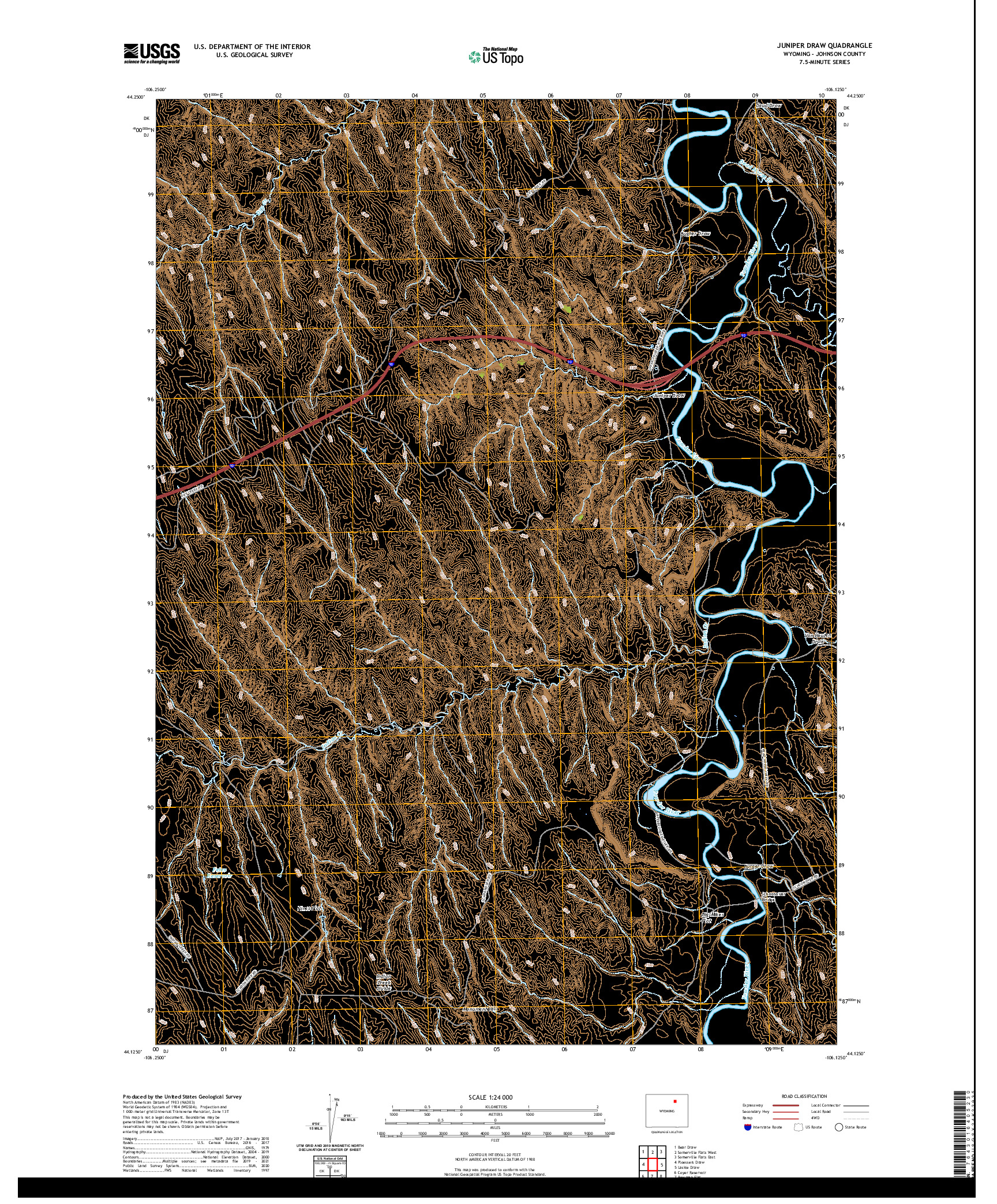 US TOPO 7.5-MINUTE MAP FOR JUNIPER DRAW, WY