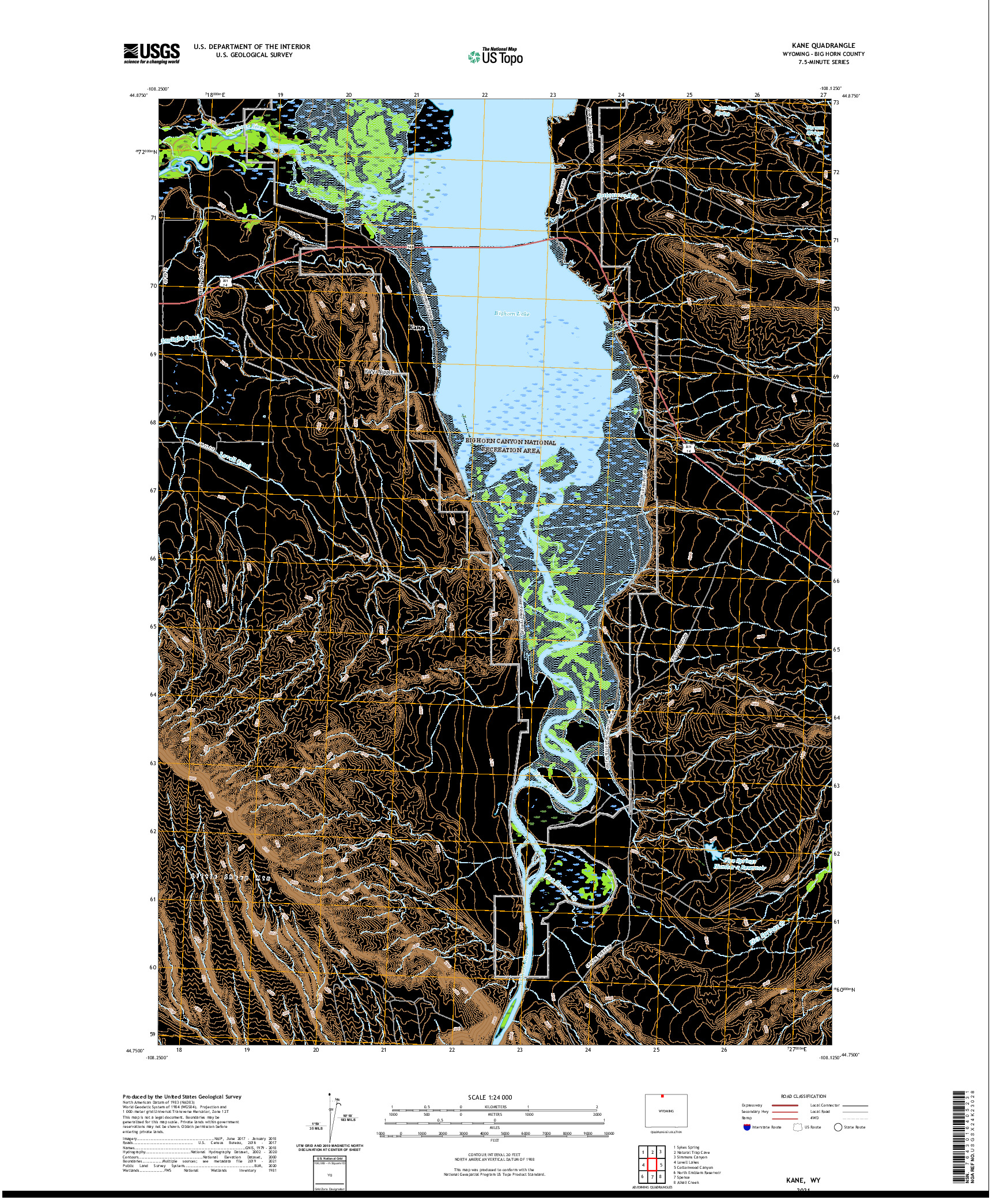 USGS US TOPO 7.5-MINUTE MAP FOR KANE, WY 2021
