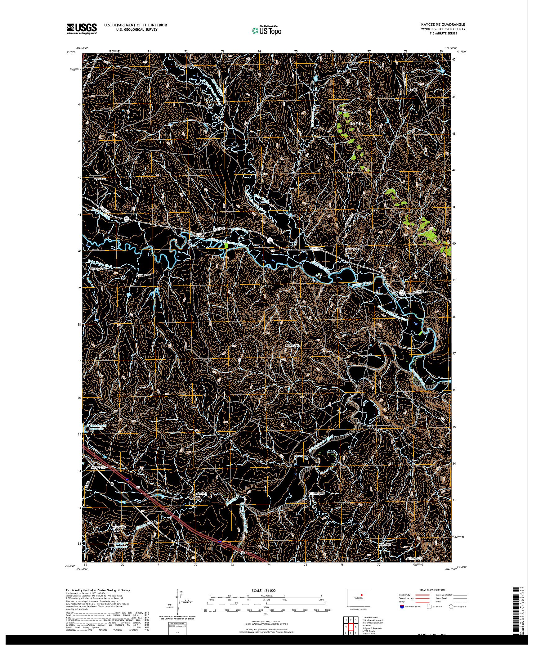 USGS US TOPO 7.5-MINUTE MAP FOR KAYCEE NE, WY 2021