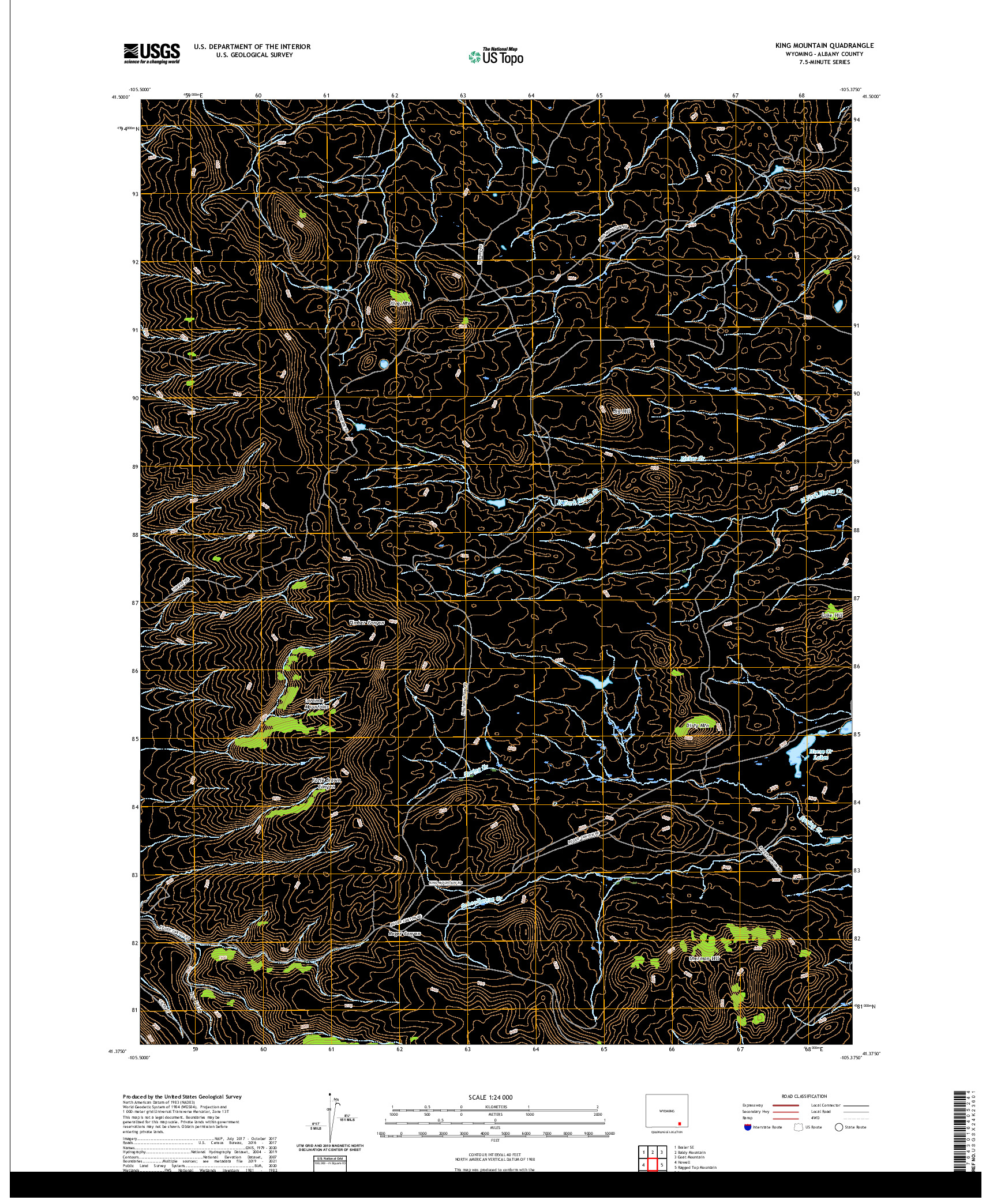 USGS US TOPO 7.5-MINUTE MAP FOR KING MOUNTAIN, WY 2021