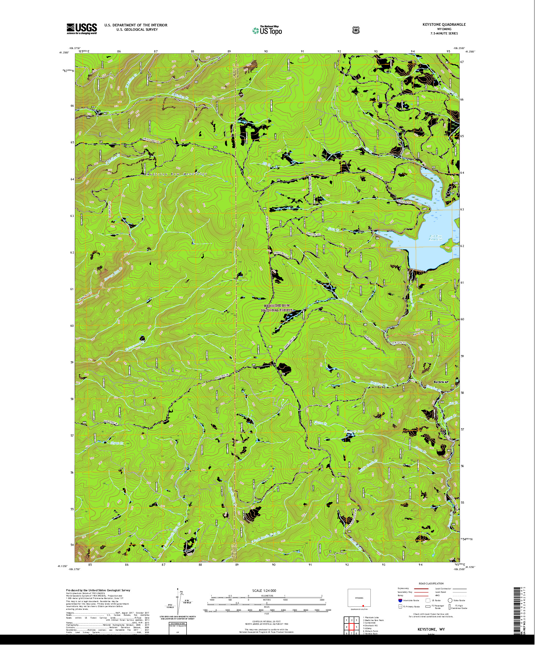 USGS US TOPO 7.5-MINUTE MAP FOR KEYSTONE, WY 2021