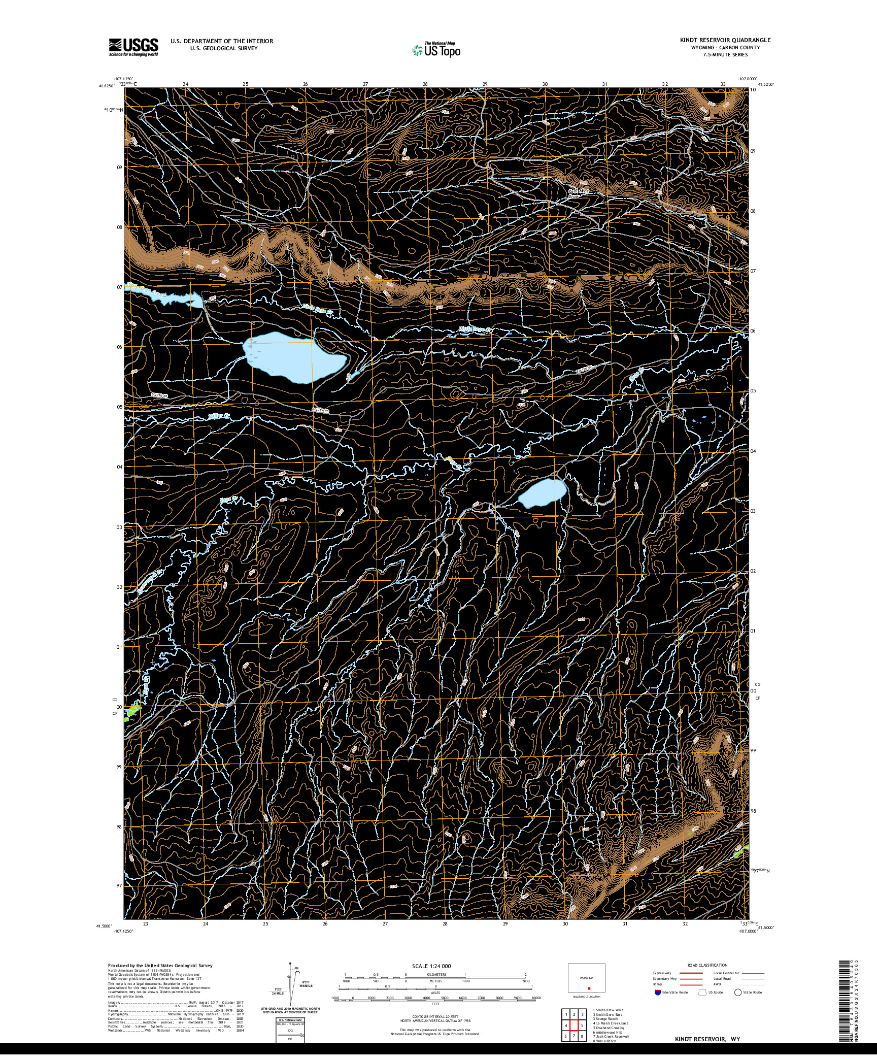 USGS US TOPO 7.5-MINUTE MAP FOR KINDT RESERVOIR, WY 2021