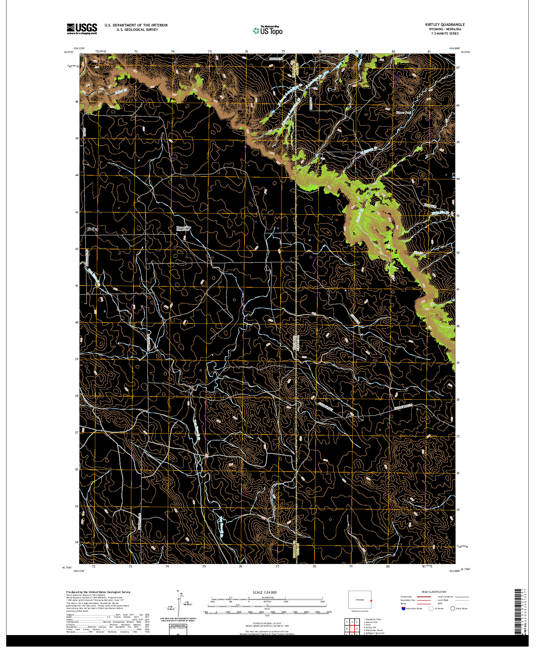 USGS US TOPO 7.5-MINUTE MAP FOR KIRTLEY, WY,NE 2021