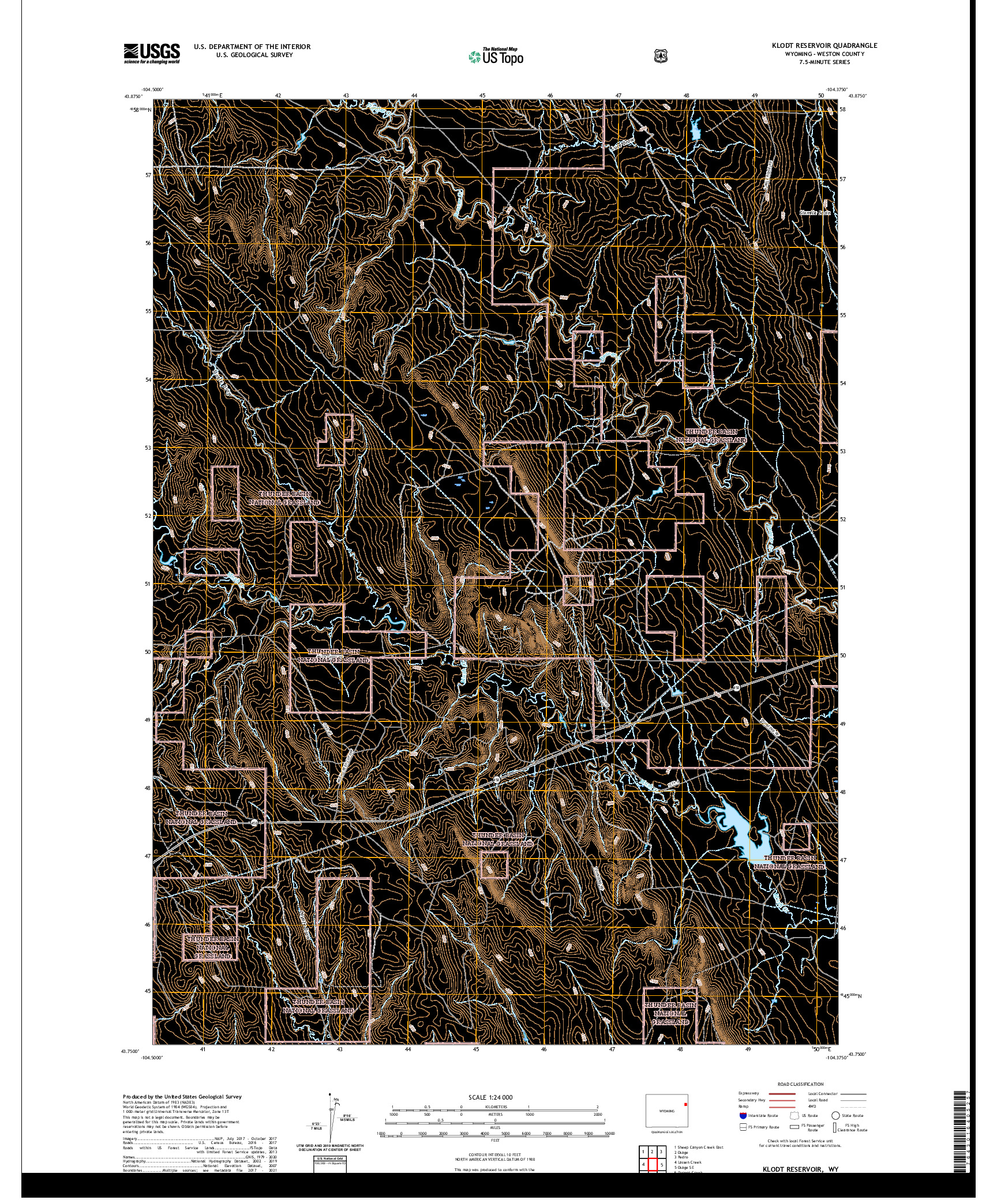 USGS US TOPO 7.5-MINUTE MAP FOR KLODT RESERVOIR, WY 2021